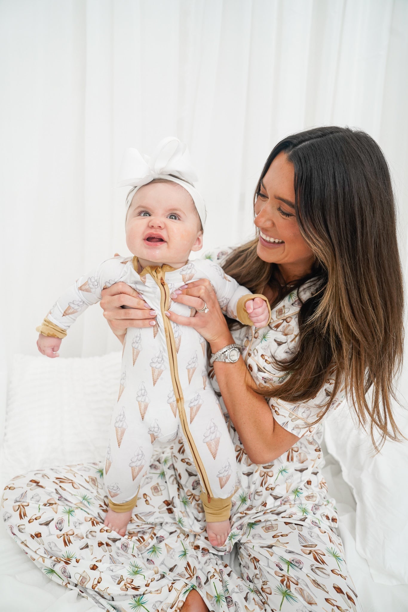 KenzKustomz Neutral Coastal Cocktail - Short Sleeve + Pant Pajama Set