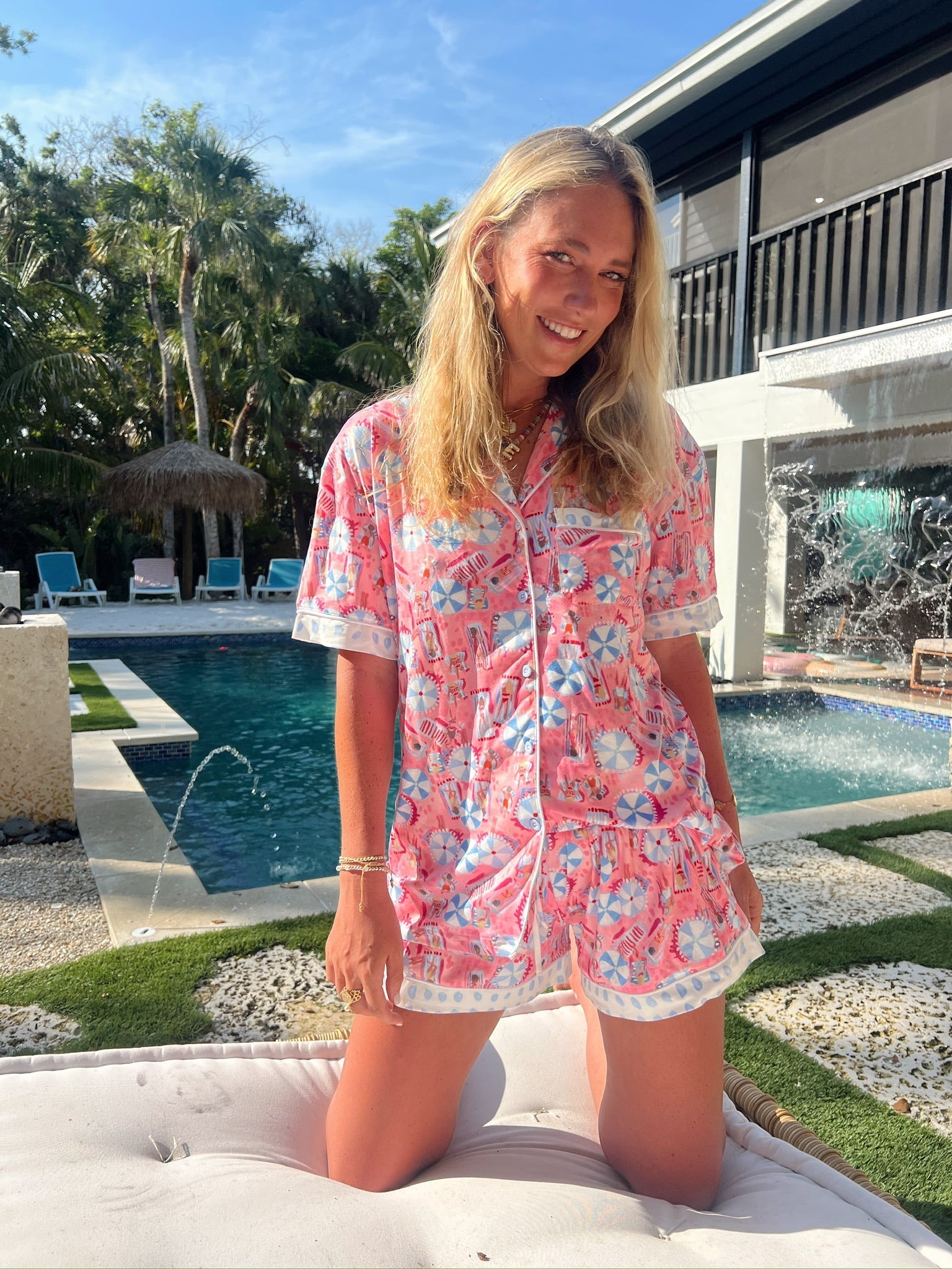 KenzKustomz Pink Beach - Short Sleeve Pajama Set