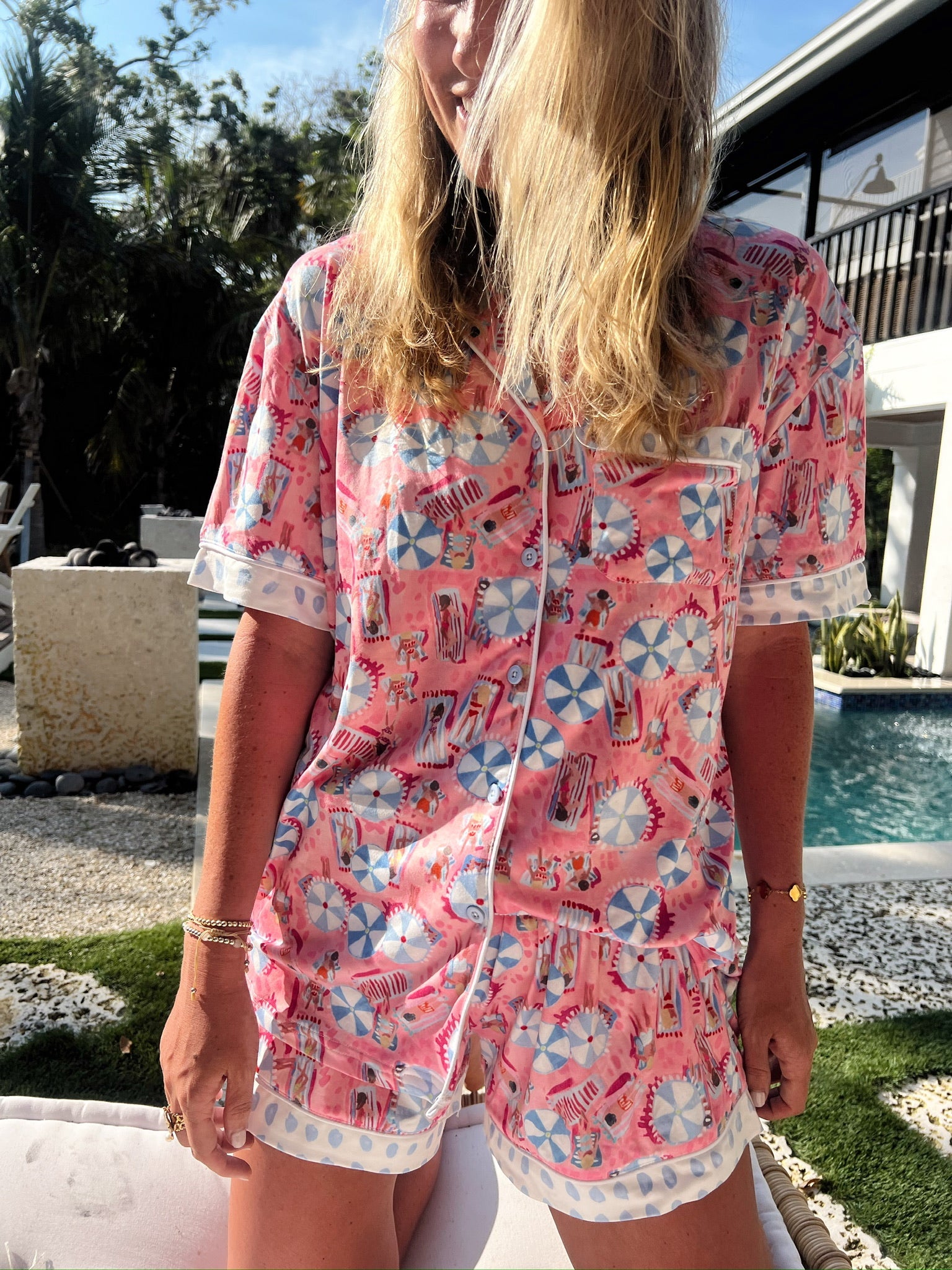 KenzKustomz Pink Beach - Short Sleeve Pajama Set