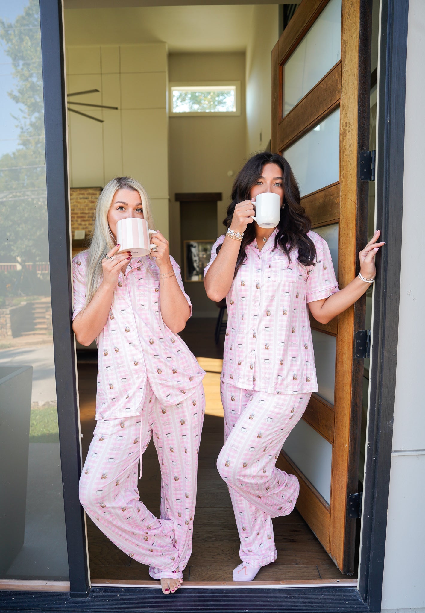 KenzKustomz Pink Coffee - Short Sleeve + Pant Pajama Set