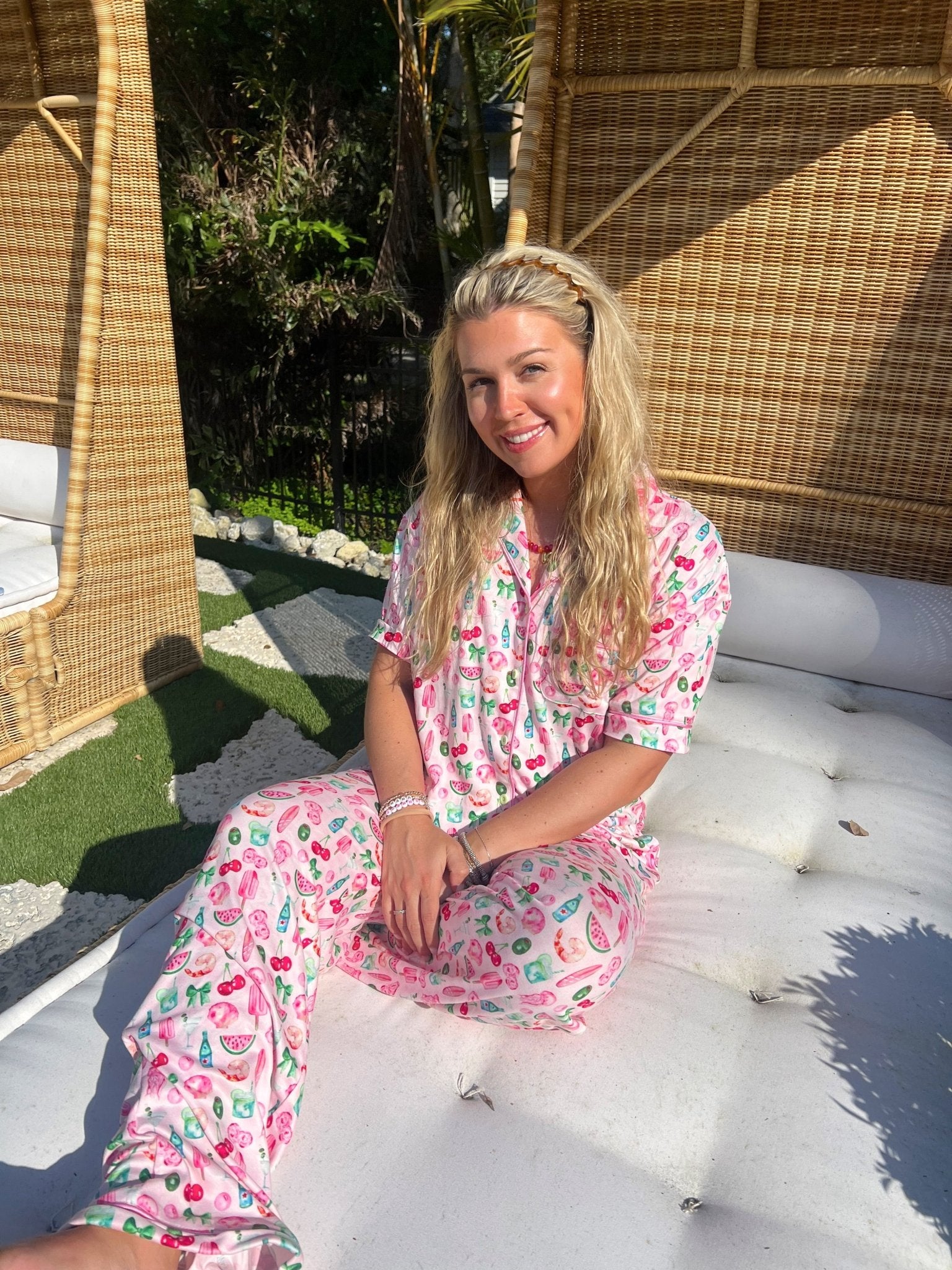 KenzKustomz Pink Summer Spritz - Short Sleeve + Pant Pajama Set