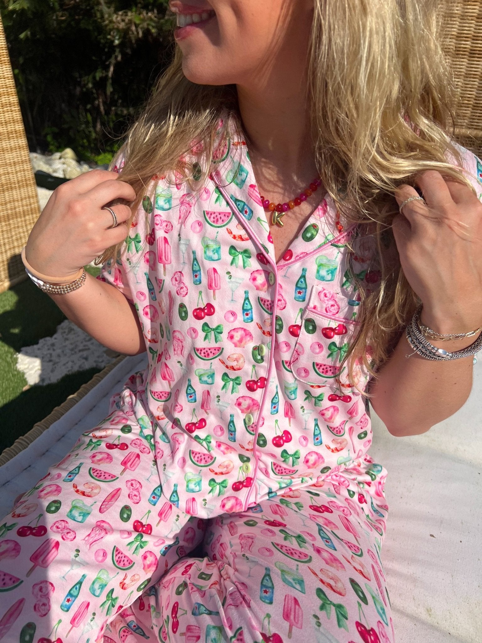 KenzKustomz Pink Summer Spritz - Short Sleeve + Pant Pajama Set