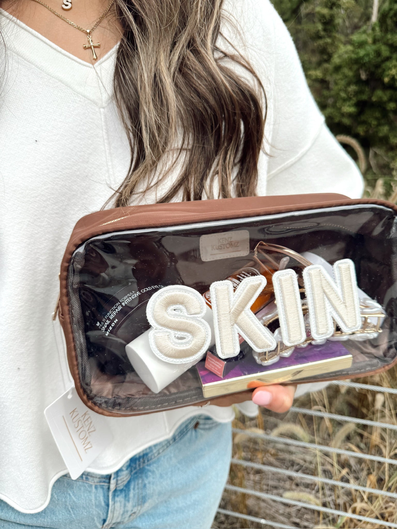 KenzKustomz Skin Clear Large - Chocolate w/ Rolled Patches