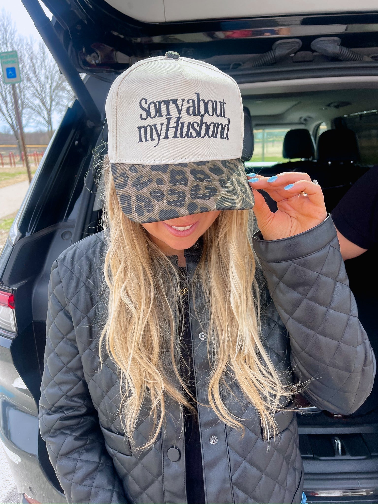 KenzKustomz Sorry about my Husband / Wife Vintage Trucker Hat