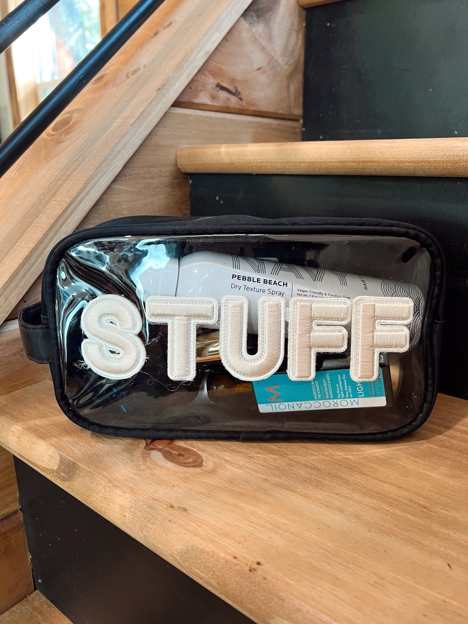 KenzKustomz Stuff Clear Large - Black w Beige Rolled Patches