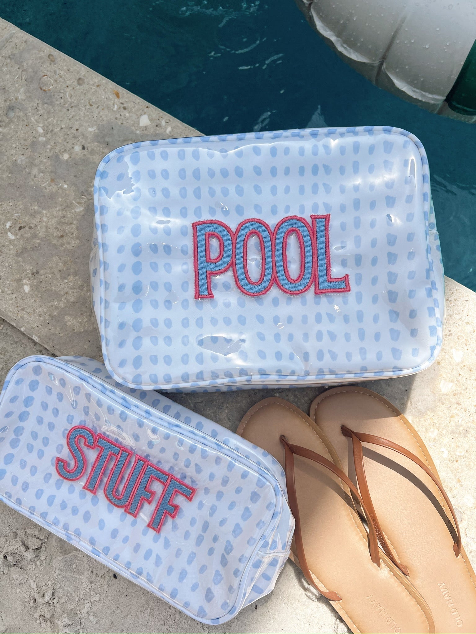 KenzKustomz Stuff - Periwinkle Pebbles Clear Coat Large Bag