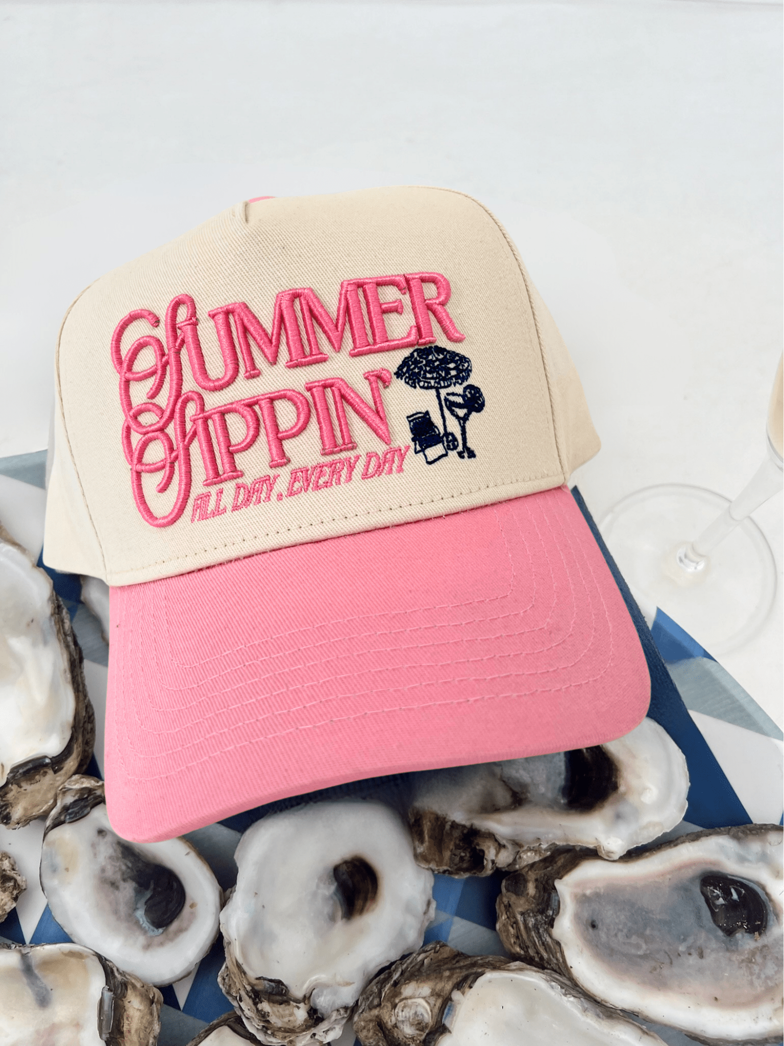 KenzKustomz Summer Sippin' - Pink Vintage Trucker Hat