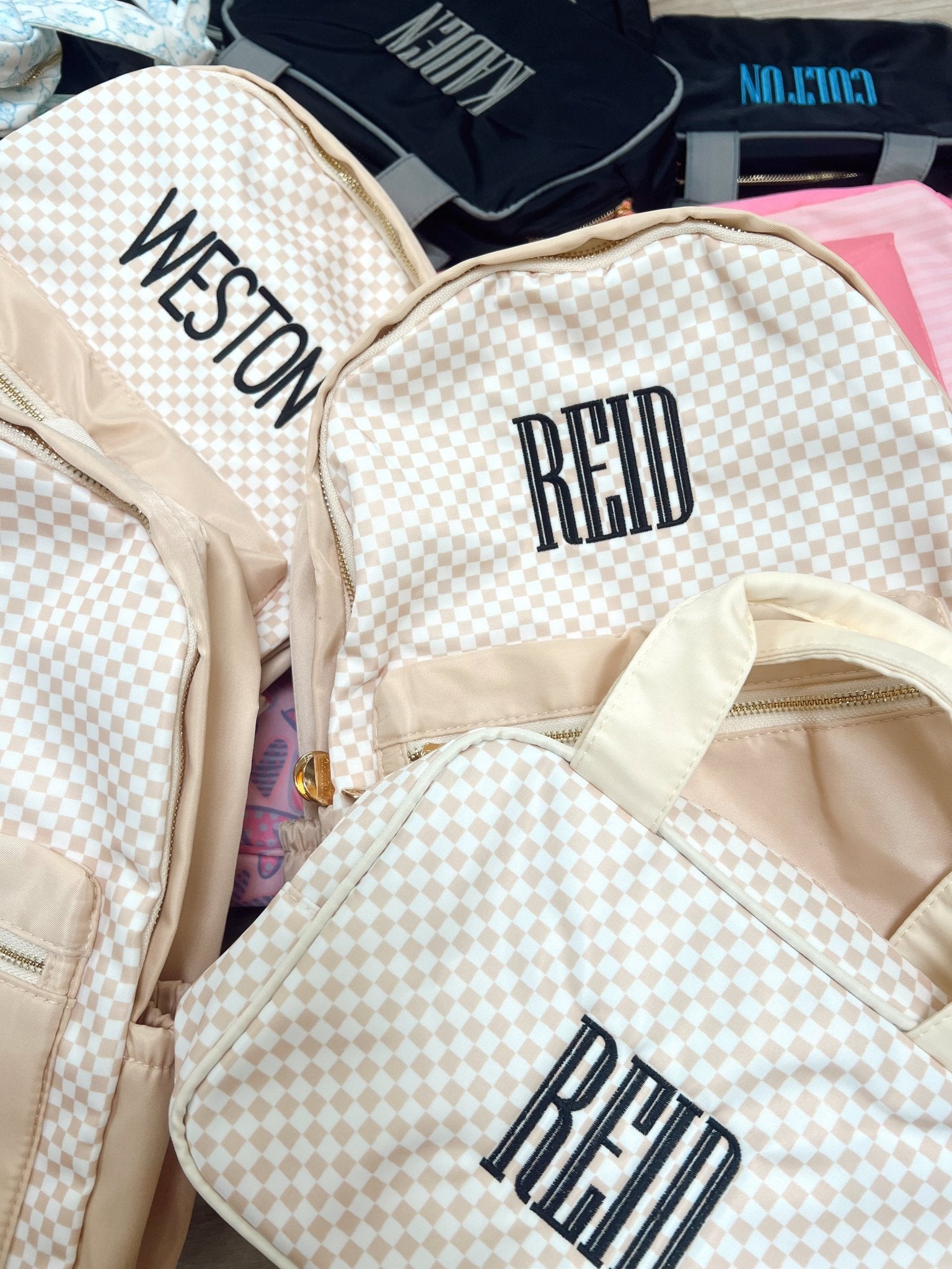 KenzKustomz Tan Checkered Backpack