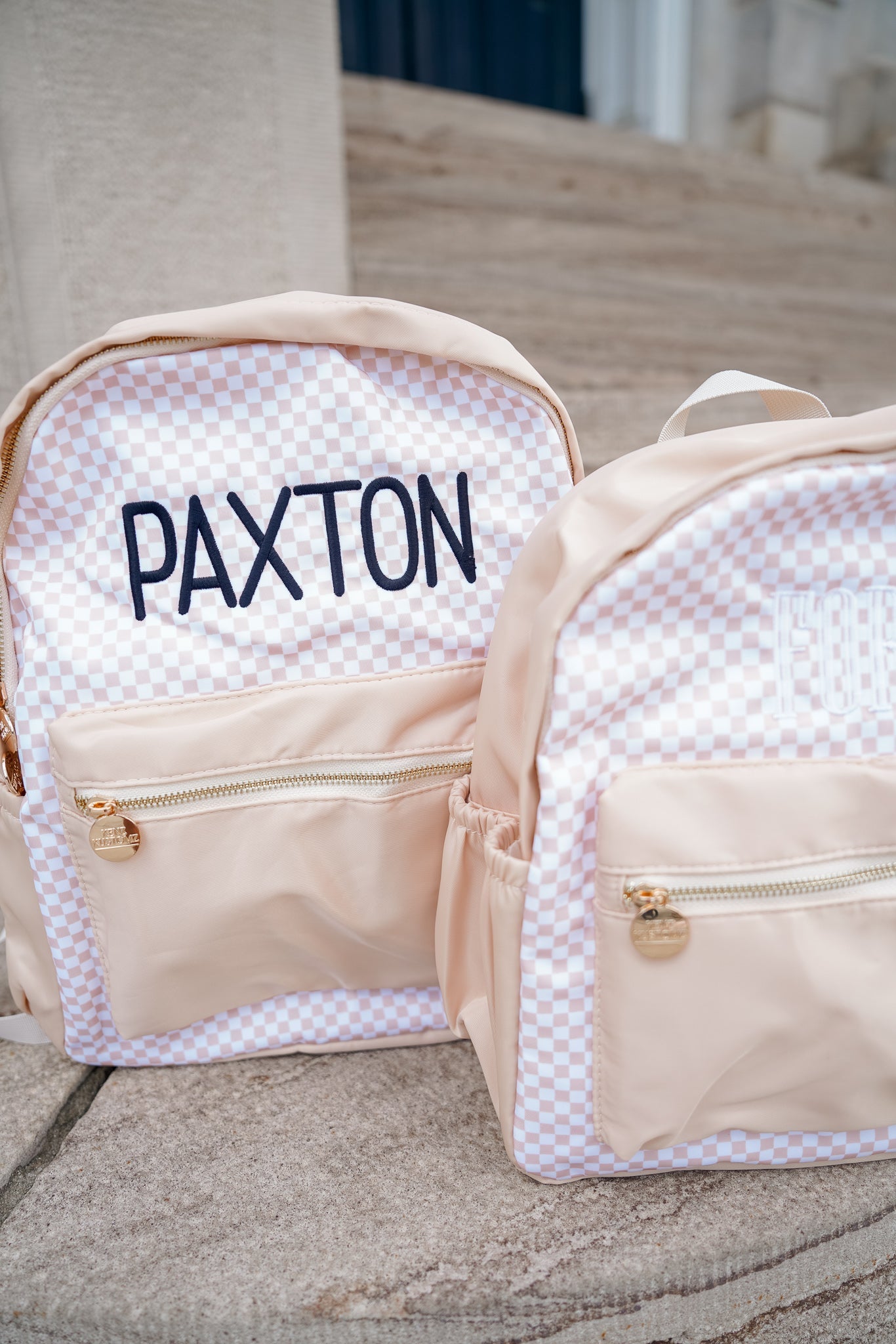 KenzKustomz Tan Checkered Backpack