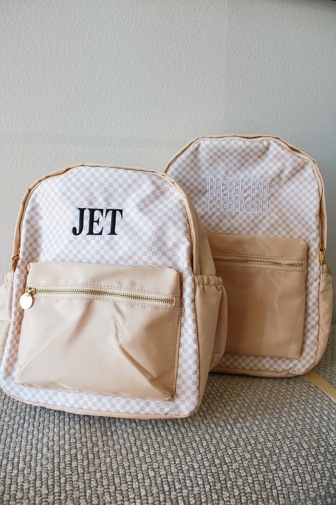 KenzKustomz Tan Checkered Backpack