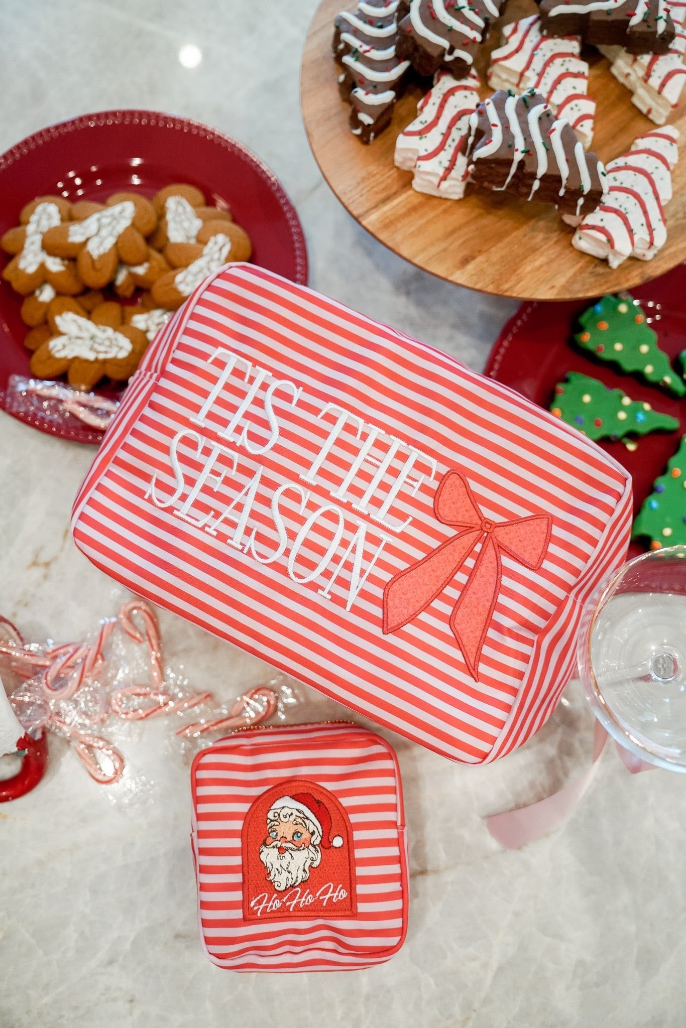 KenzKustomz Tis The Season - Red Stripes XL Nylon Bag