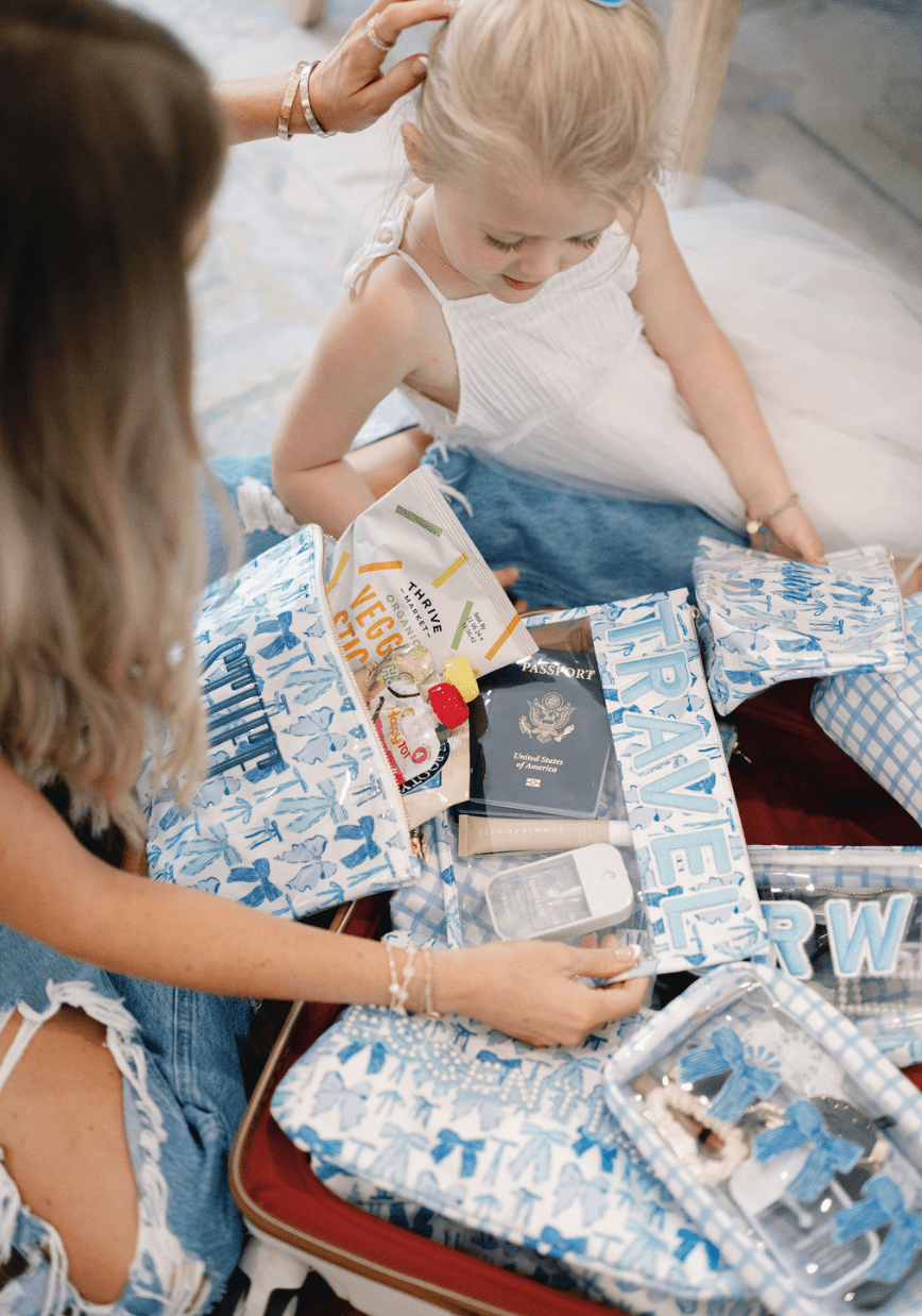 KenzKustomz Travel - Blue Bow Clear Pouch