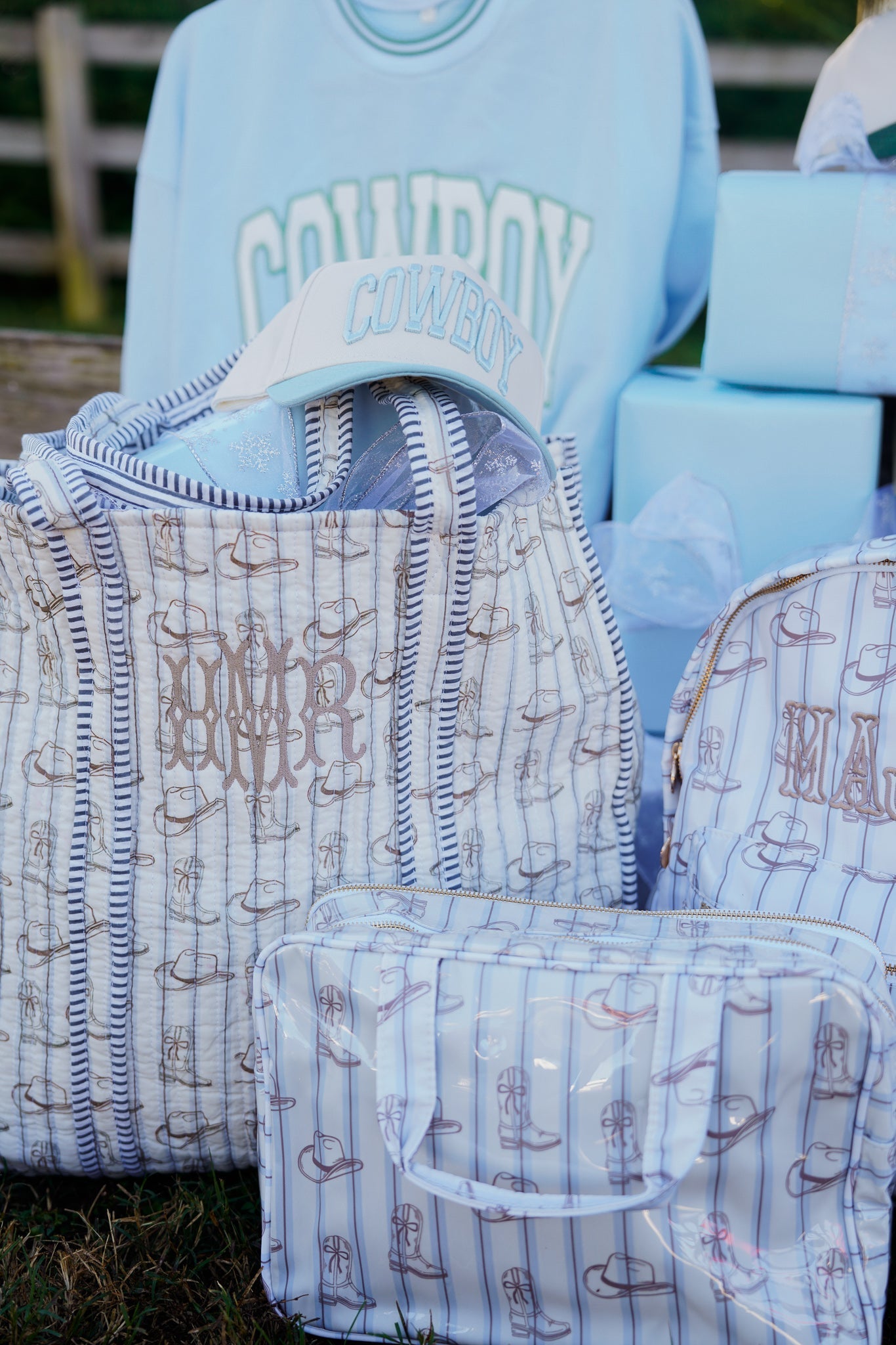 KenzKustomz Western Blues Quilted Tote Bag