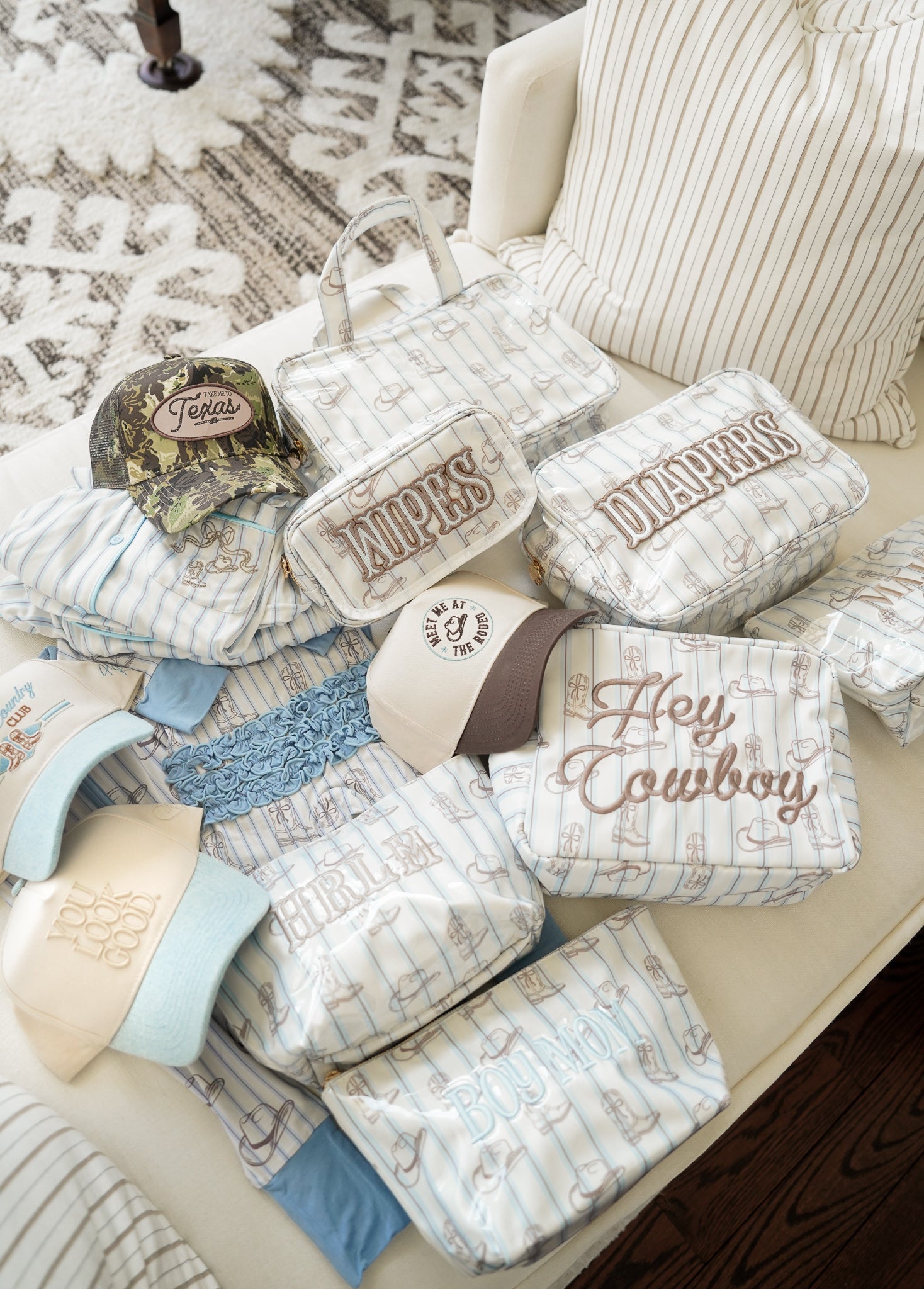 KenzKustomz Wipes Pouch - Western Blues Clear Coat Bag