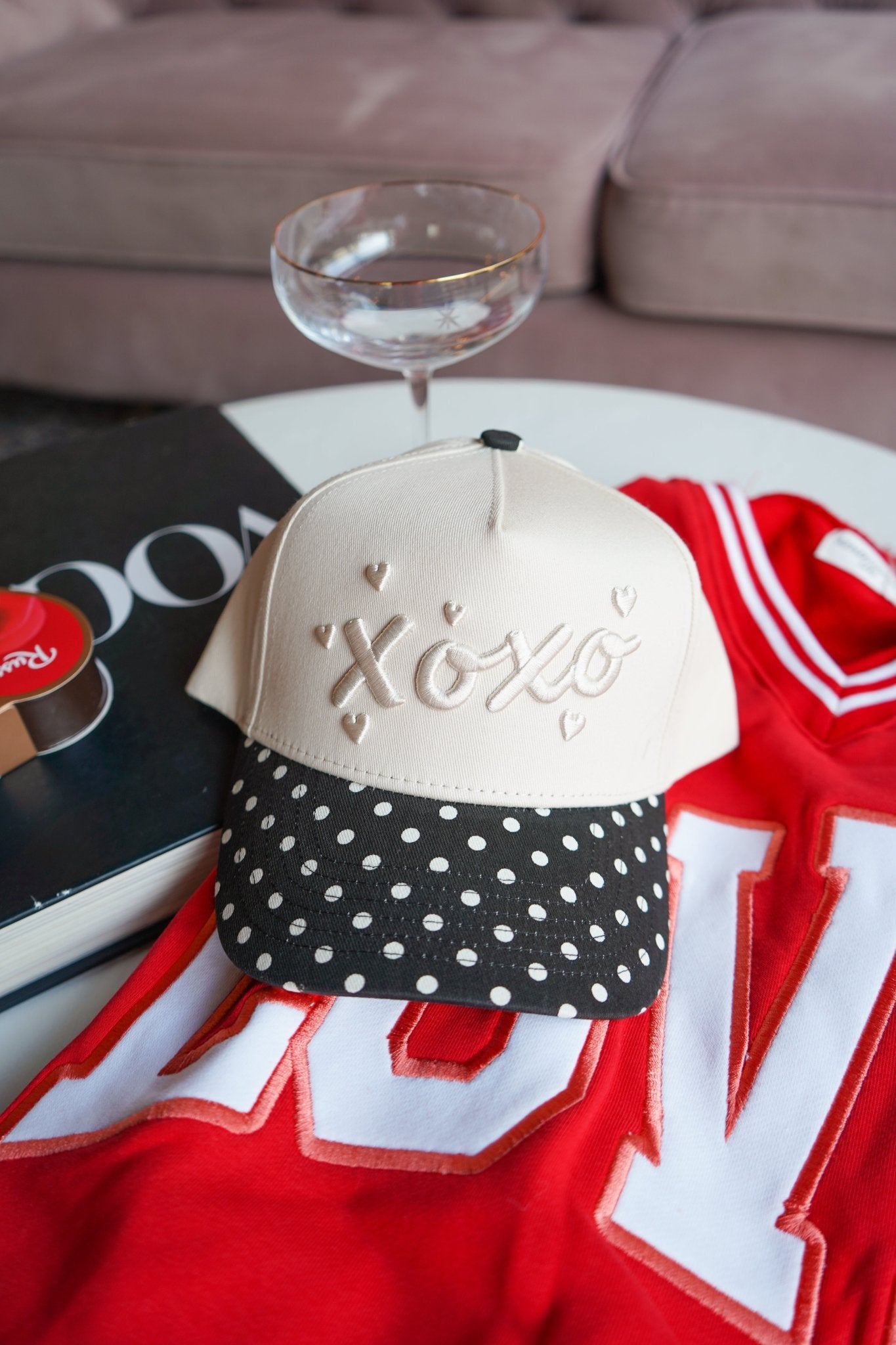 KenzKustomz Xoxo - Black Polka Dot Vintage Trucker Hat