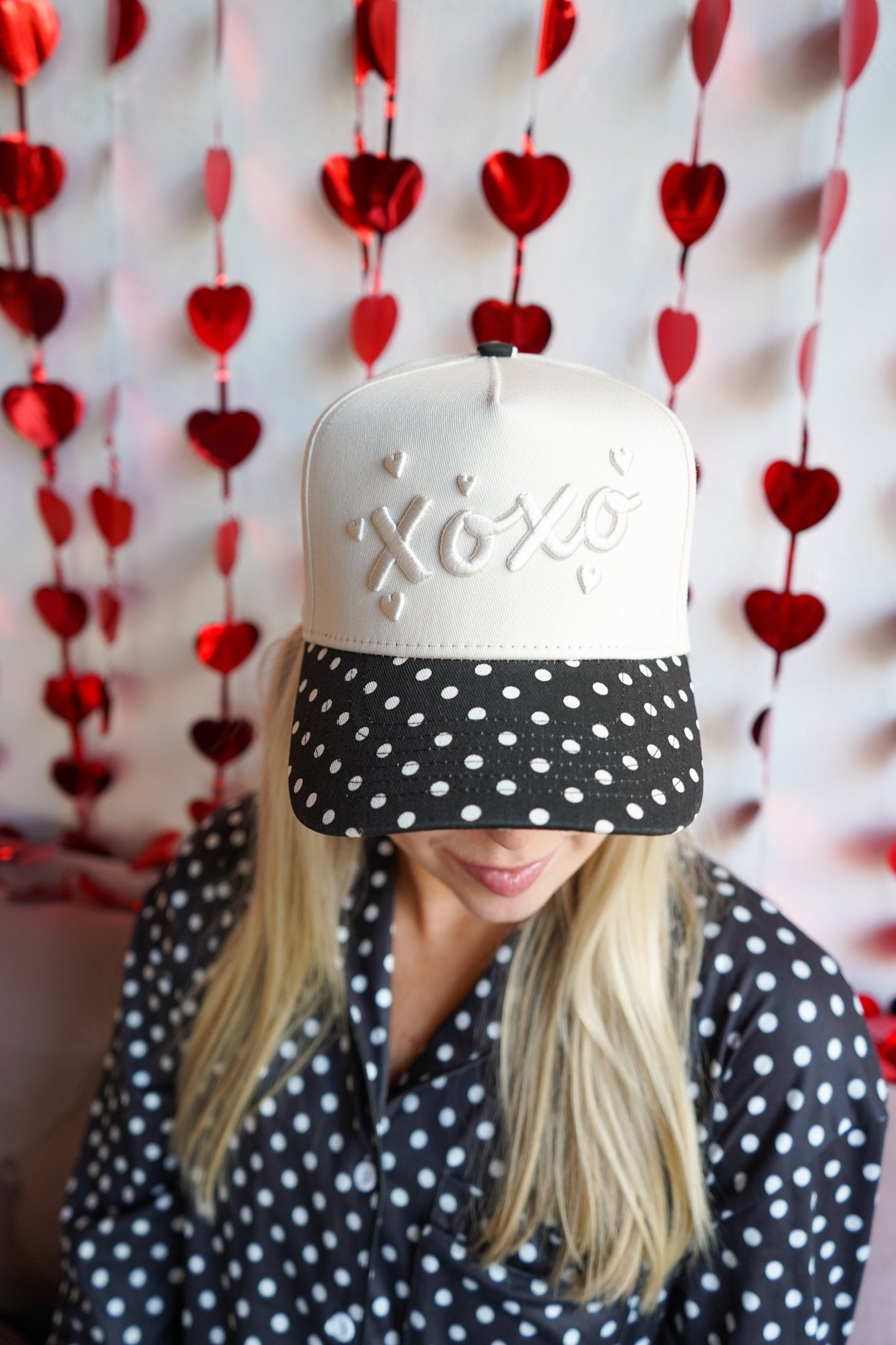 KenzKustomz Xoxo - Black Polka Dot Vintage Trucker Hat