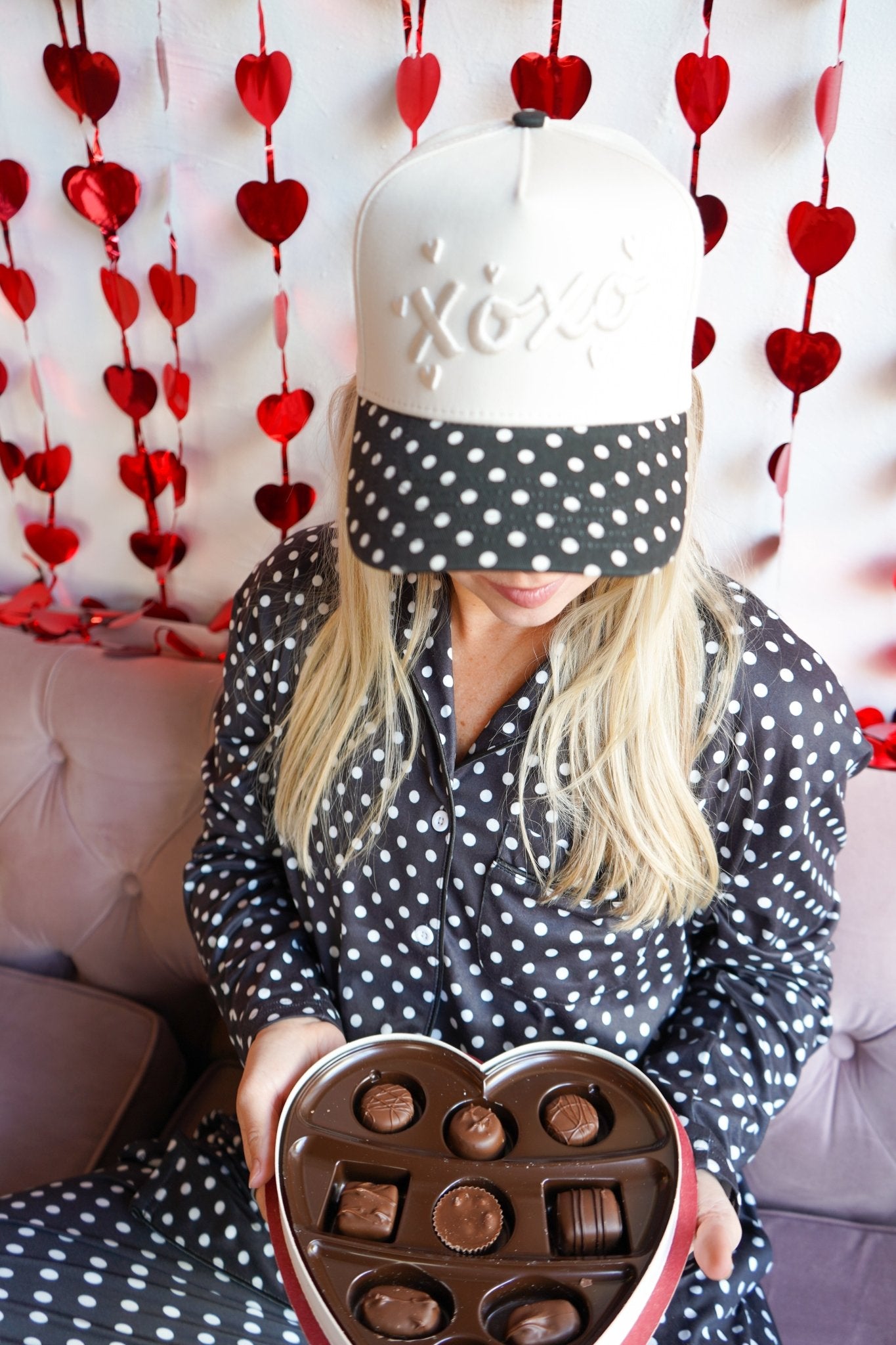 KenzKustomz Xoxo - Black Polka Dot Vintage Trucker Hat