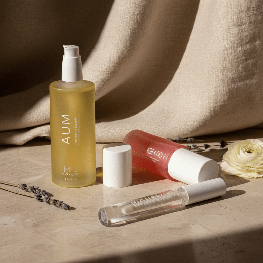 Editorial bundle image with all three products: AUM, ENLIGHTEN, and HIGHBROW