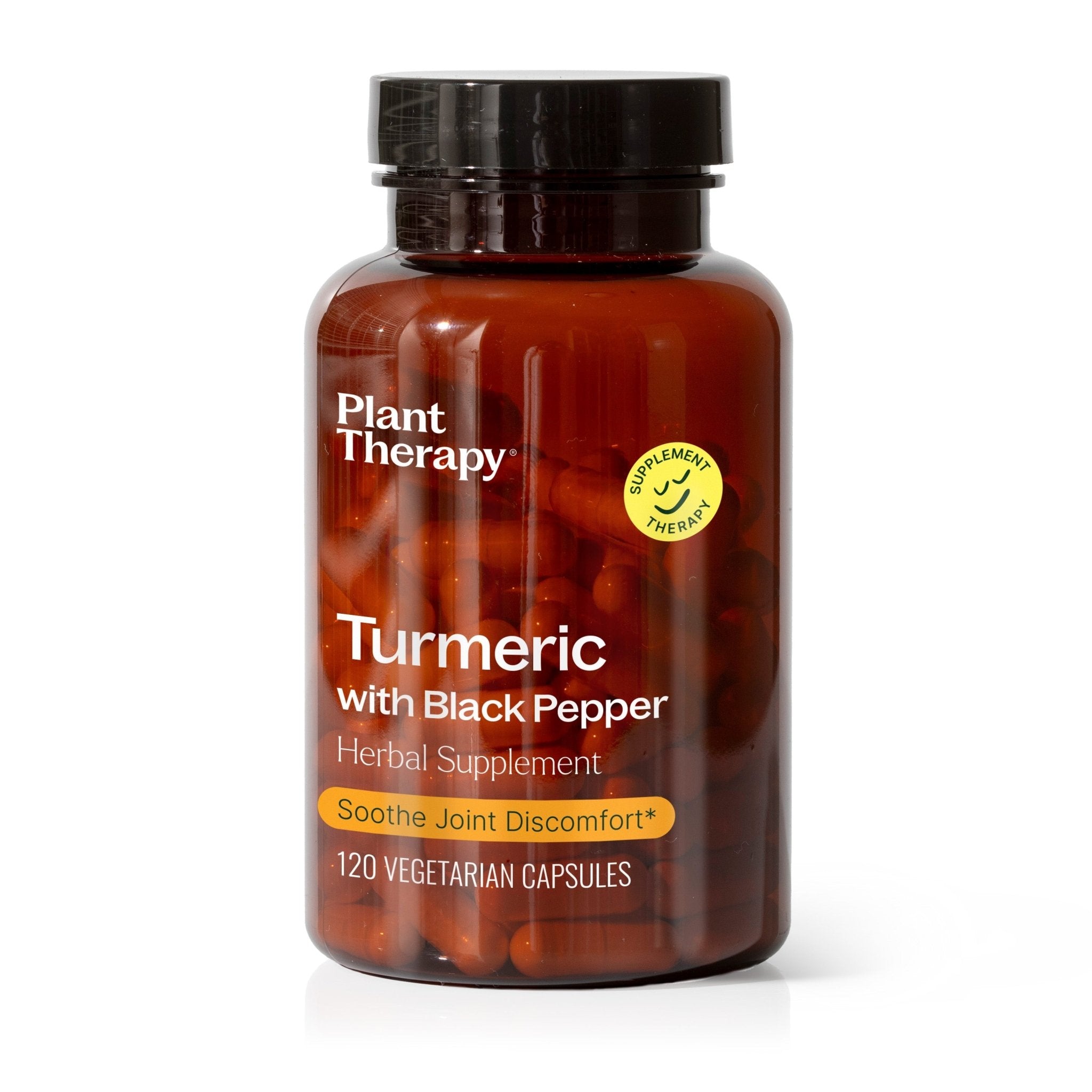 Plant Therapy Turmeric with Black Pepper Herbal Supplement - 120 Capsules