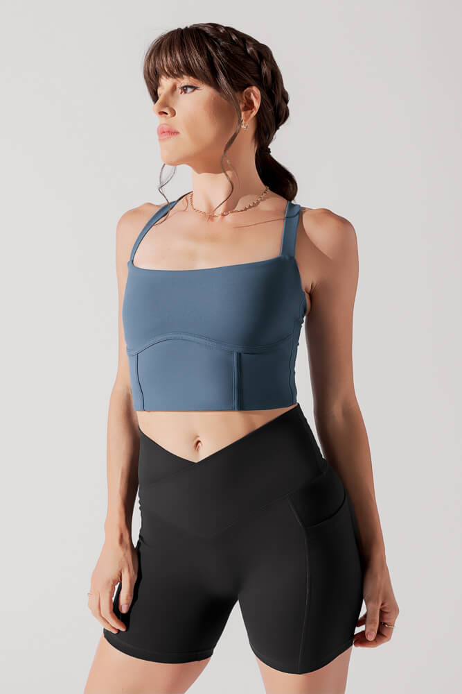 POPFLEX® Daphne Corset Crop Top - Indigo Teal