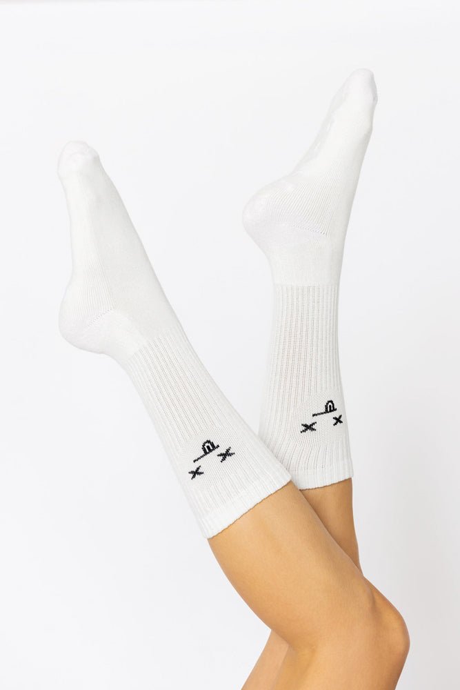 POPFLEX® Dead Face Mid - Calf Gym Socks - White