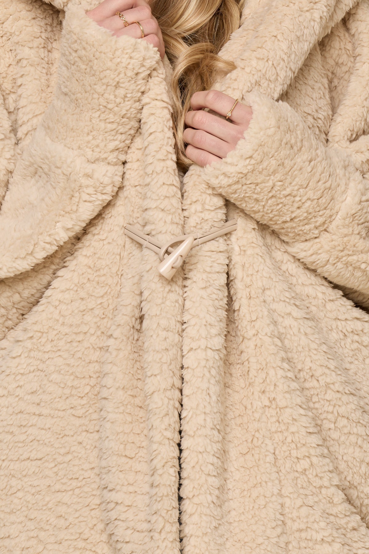 POPFLEX® Faux Sherpa Cocoon Coat - Taupe