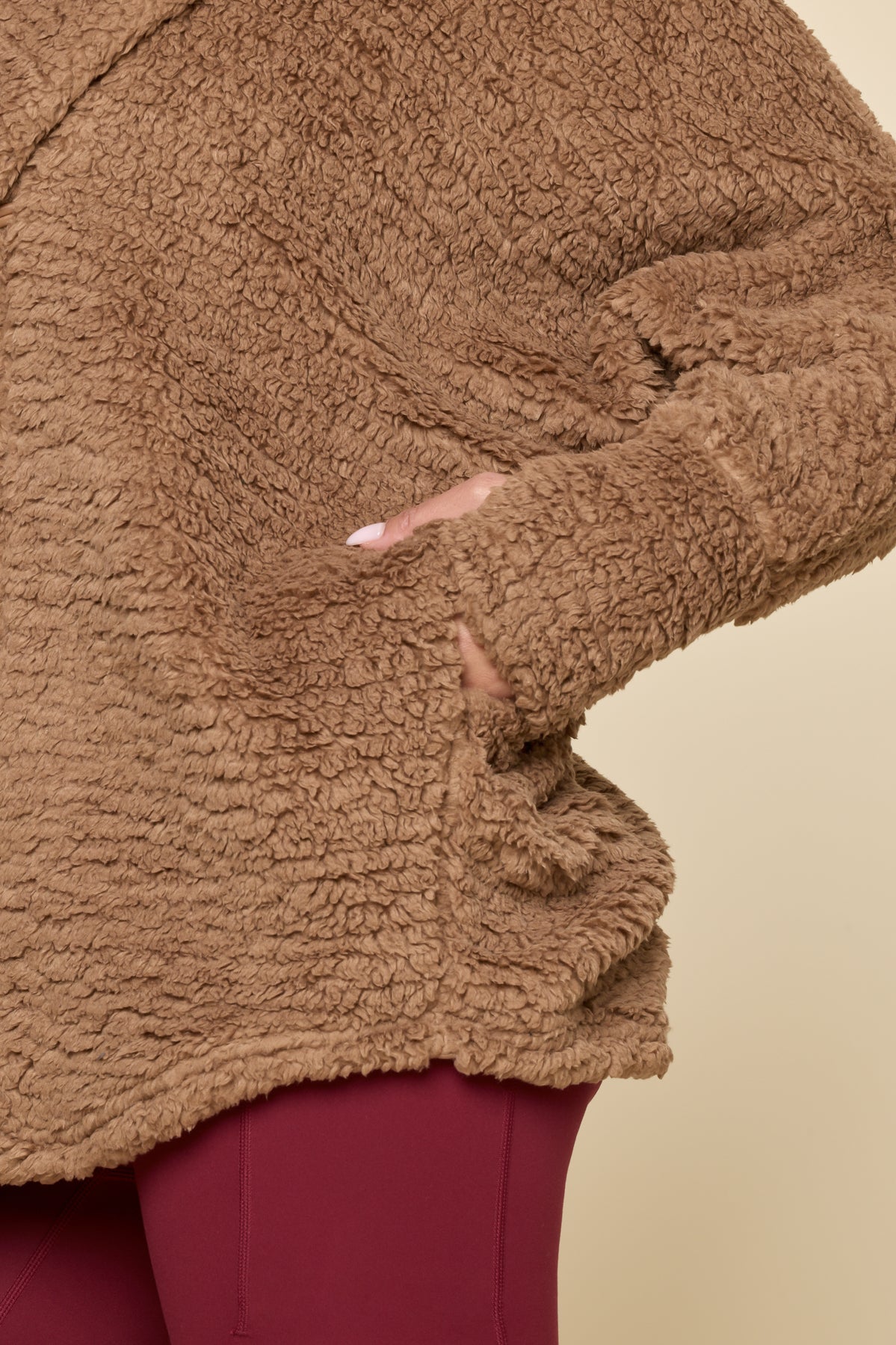 POPFLEX® Faux Sherpa Cocoon Coat - Teddy Bear Brown