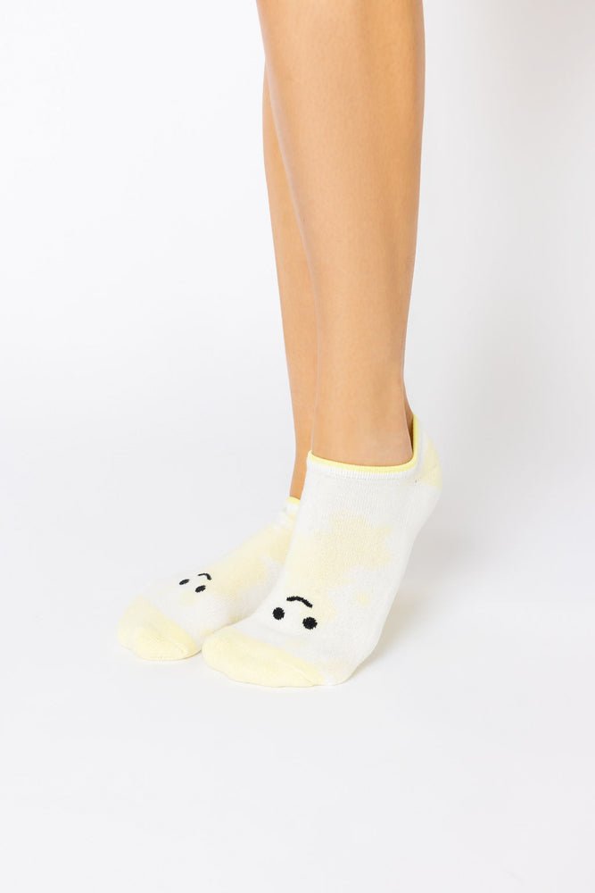 POPFLEX® Happy Face Low Rise Socks - Yellow Tie Dye
