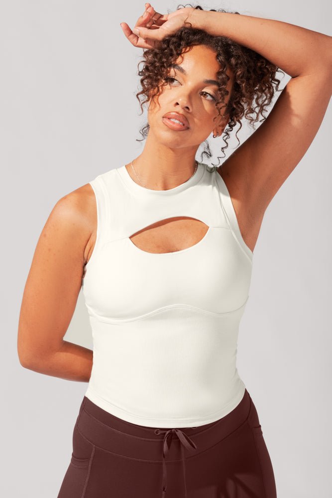 POPFLEX® Peekaboo Crew Tank - Coconut Cream