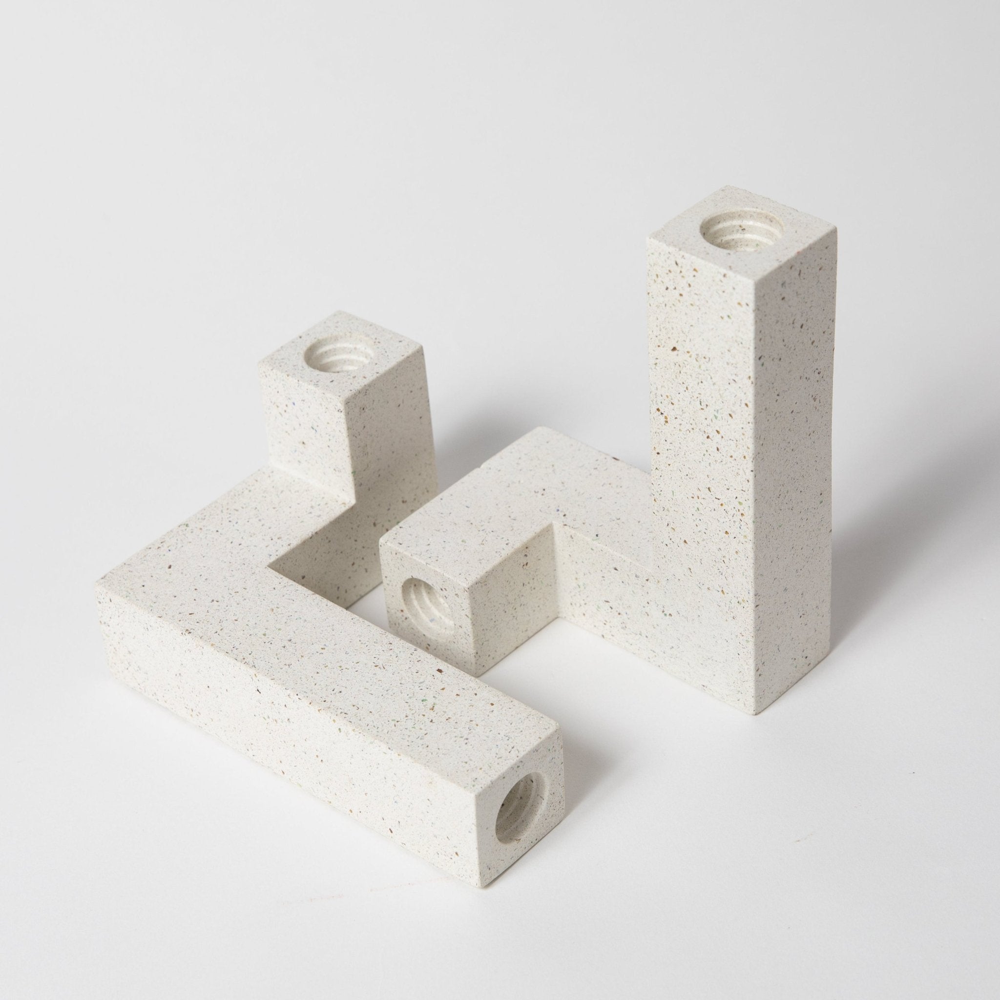Pretti.Cool Candlestick Holder Set | White Terrazzo