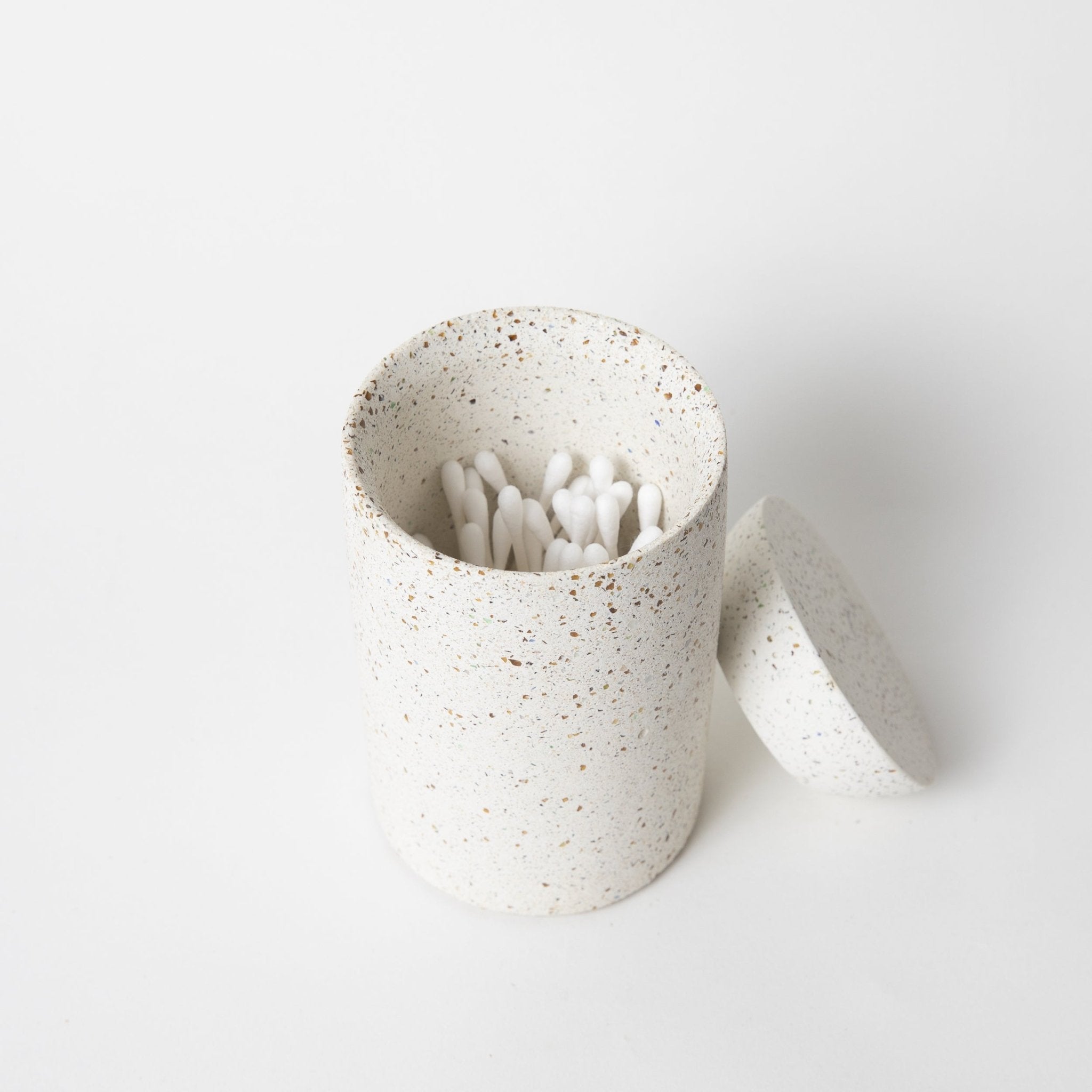 Pretti.Cool Cotton Swab Holder | White Terrazzo