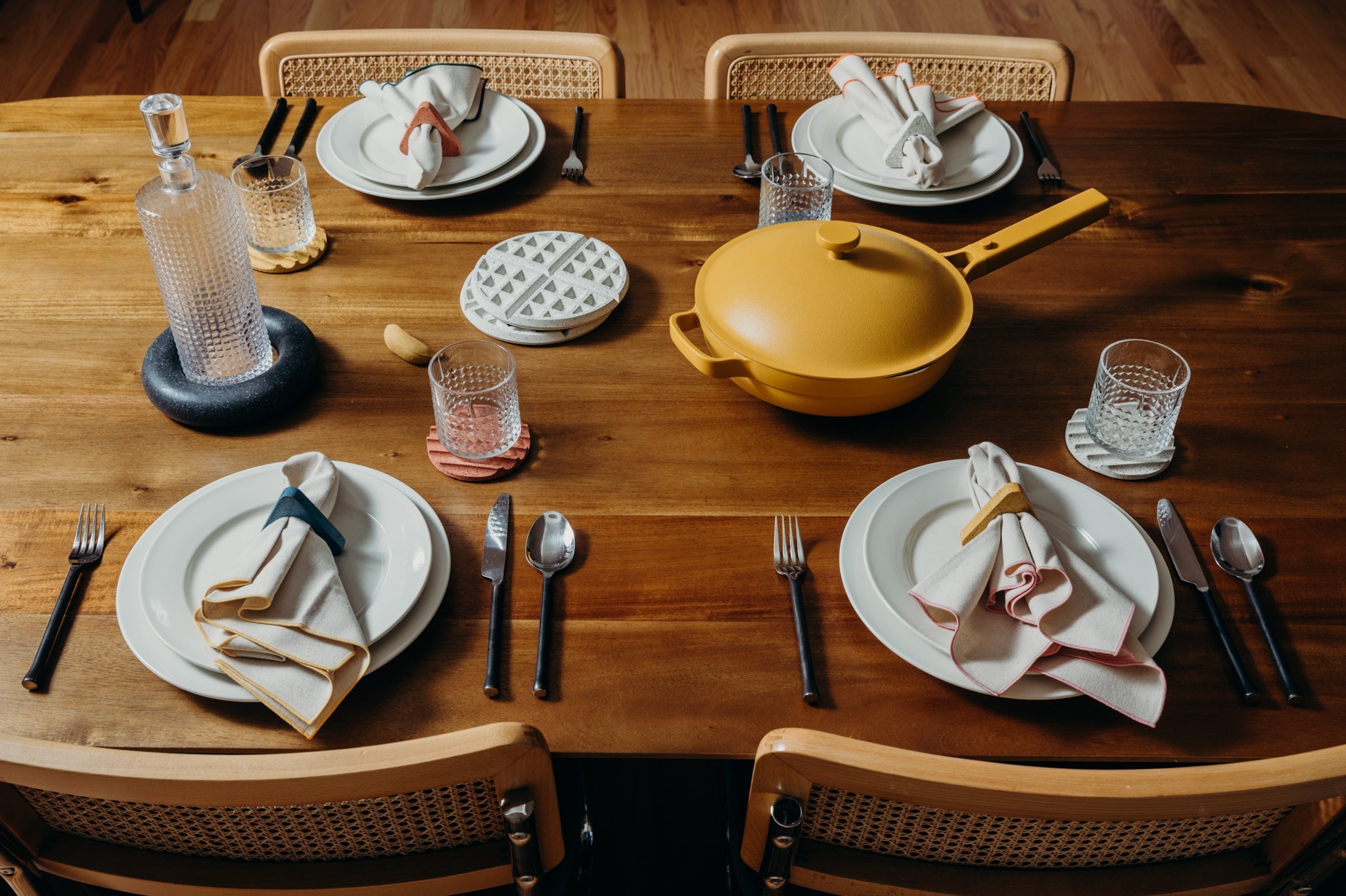 Pretti.Cool Waffle Trivet | White Terrazzo