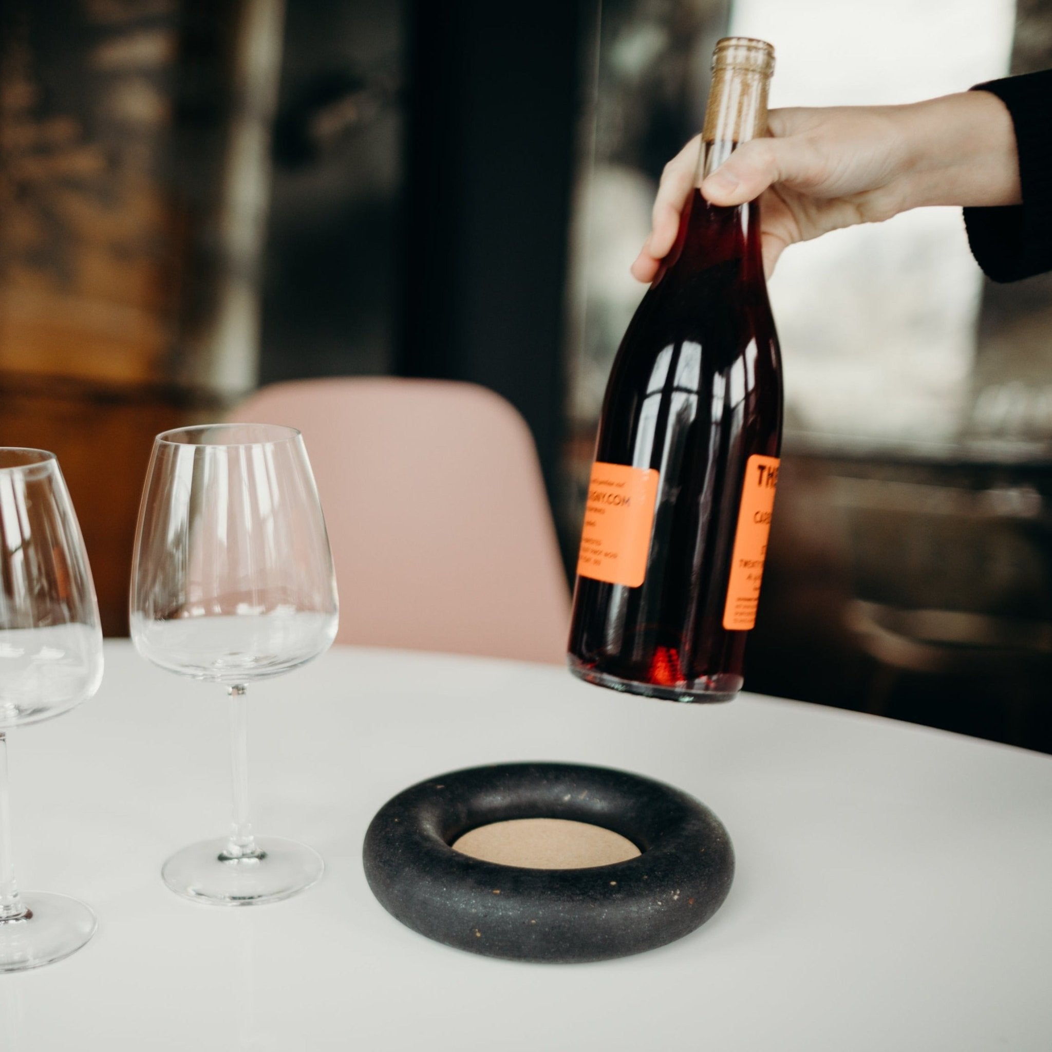 Pretti.Cool Wine Bottle Coaster | Black Terrazzo