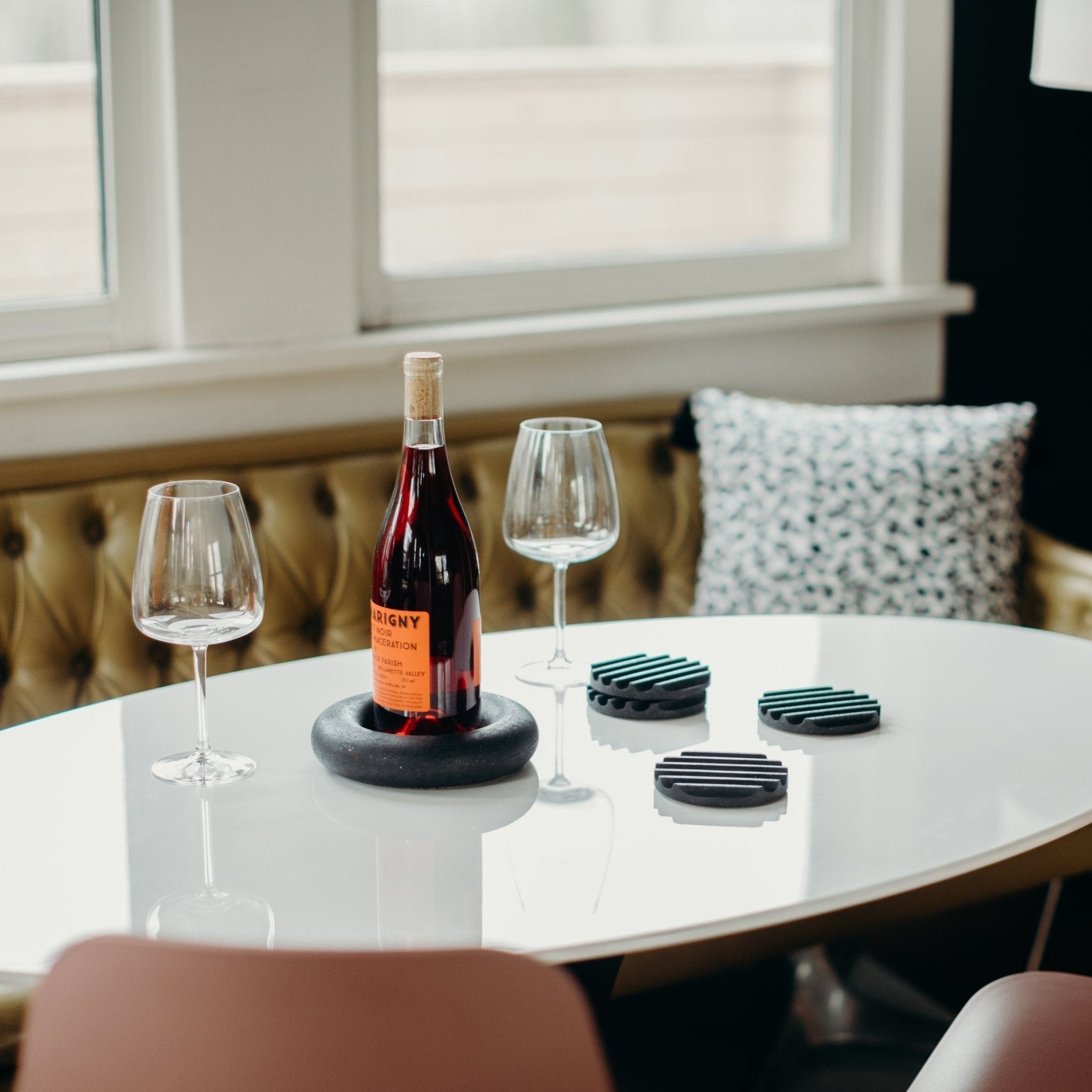 Pretti.Cool Wine Bottle Coaster | Black Terrazzo