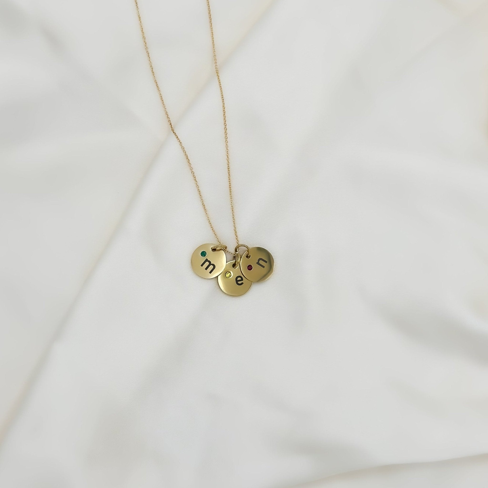 Rand Designs Custom Engraved Birthstone Disc Necklace