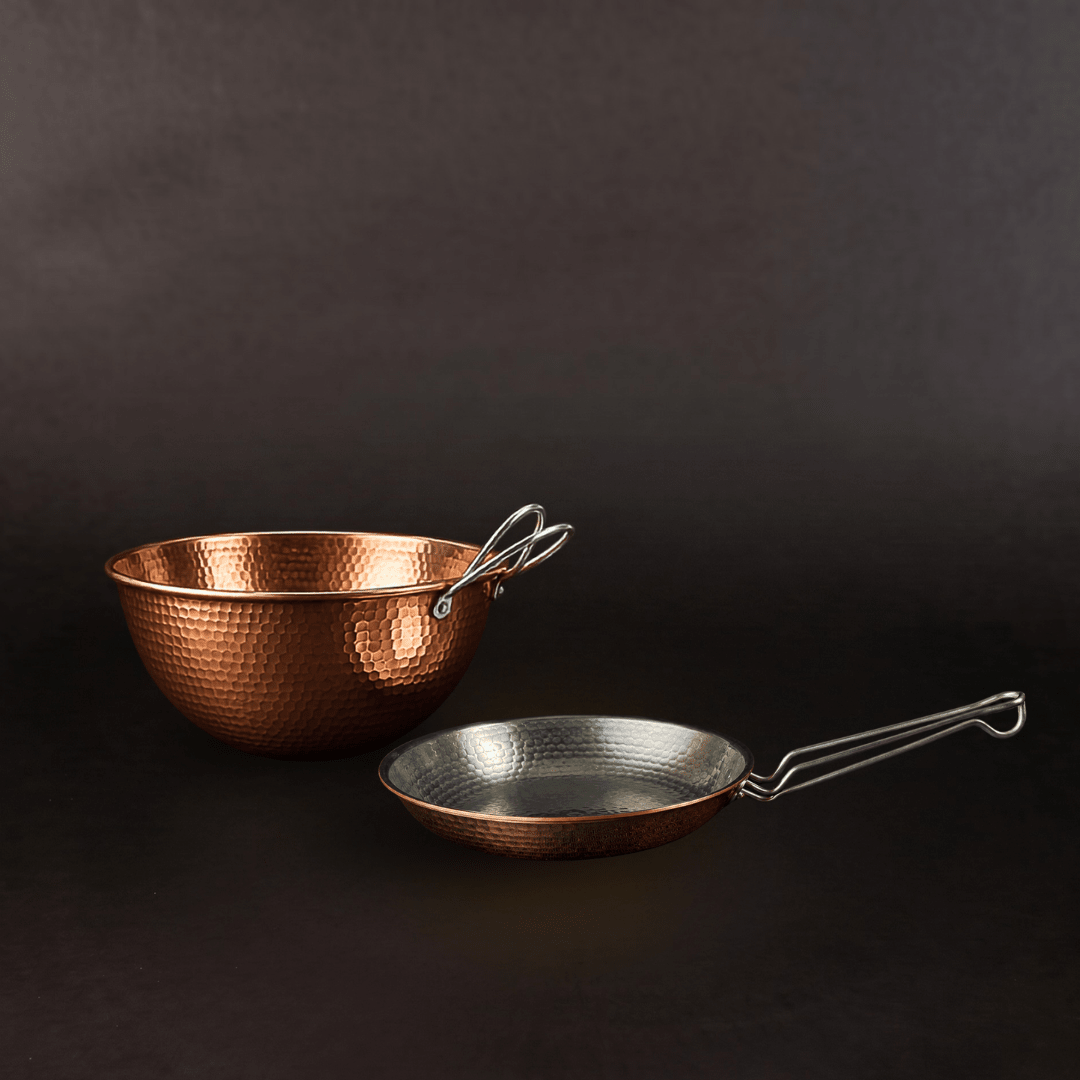 Sertodo Omelette and Crepe Copper Kitchen Essentials Set with 10 inch skillet and mixing bowl