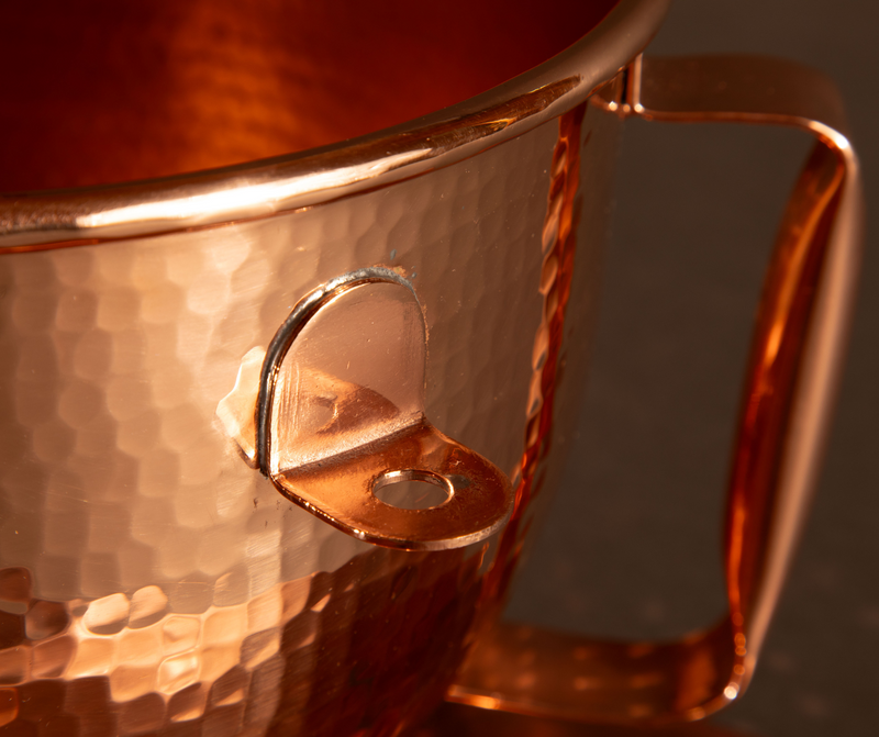 Close-up of hand-hammered Sertodo copper