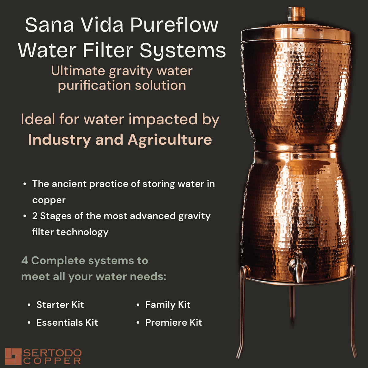 Sertodo Sana Vida PureFlow Copper Water Filtration System