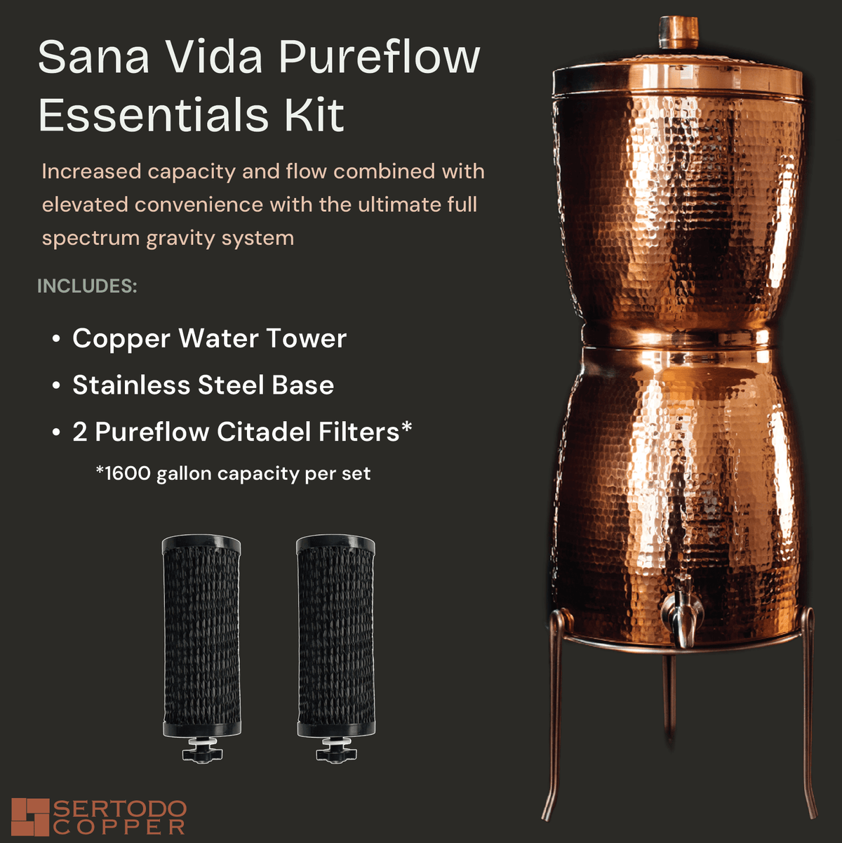 Sertodo Sana Vida PureFlow Copper Water Filtration System