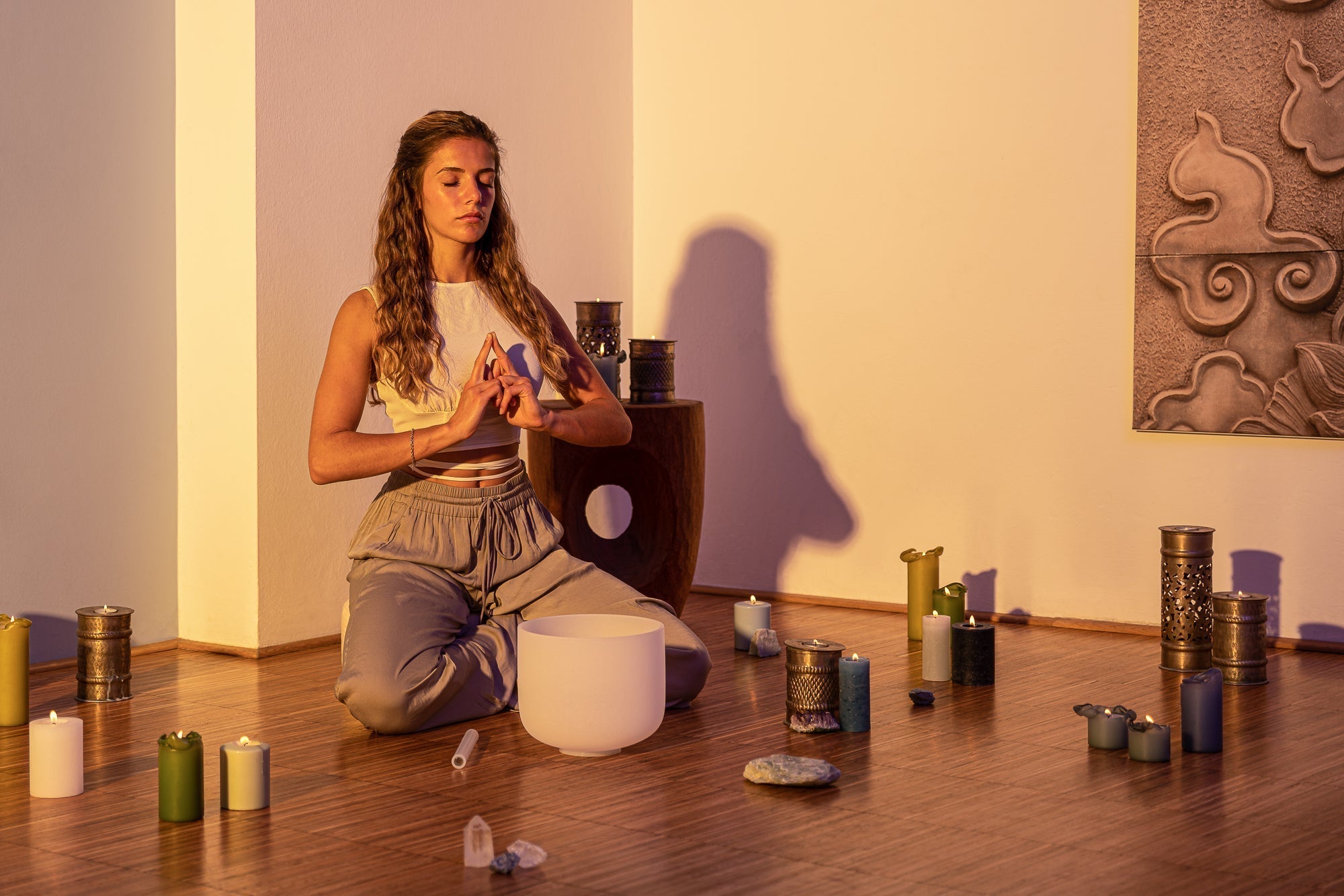 Sound Healing LAB 432 Hz Crystal Singing Bowl Chakra Set - 7 Pure White Quartz Bowls (8"–14")