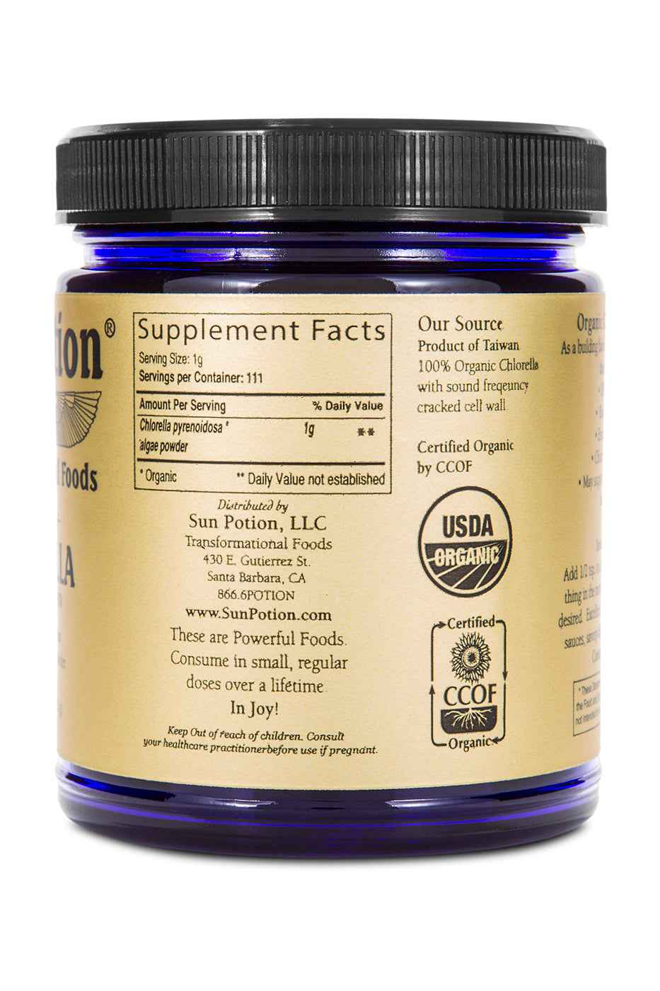 Sun Potion Chlorella Powder (Organic, Sound Processed)