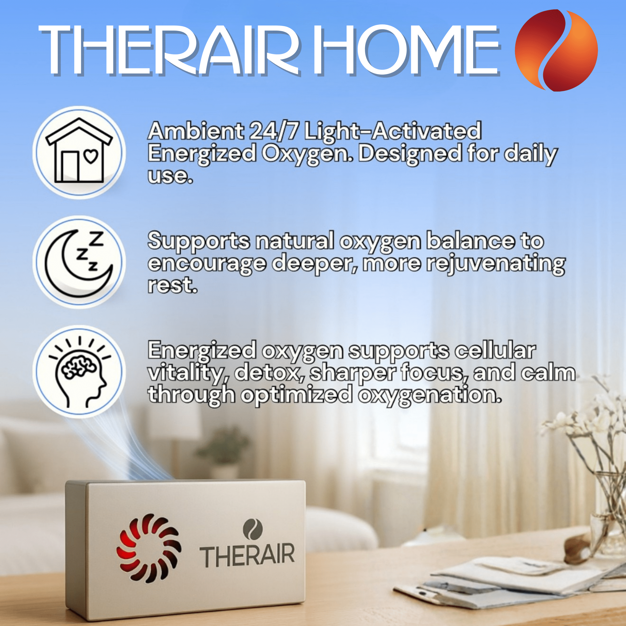 Therasage TherAir Home Light Activated Energized Oxygen System