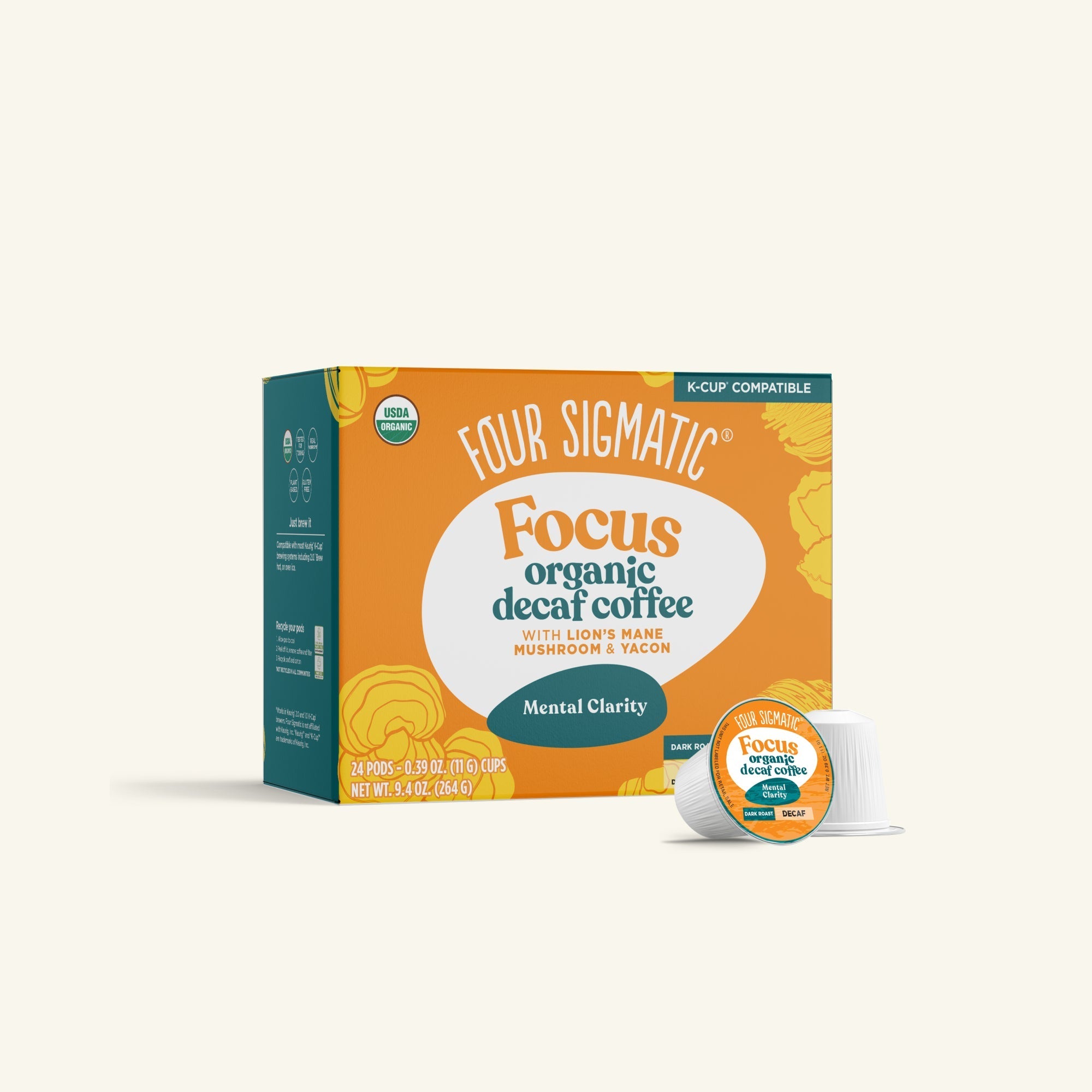 US Four Sigmatic Focus Decaf Coffee Pods (24ct)