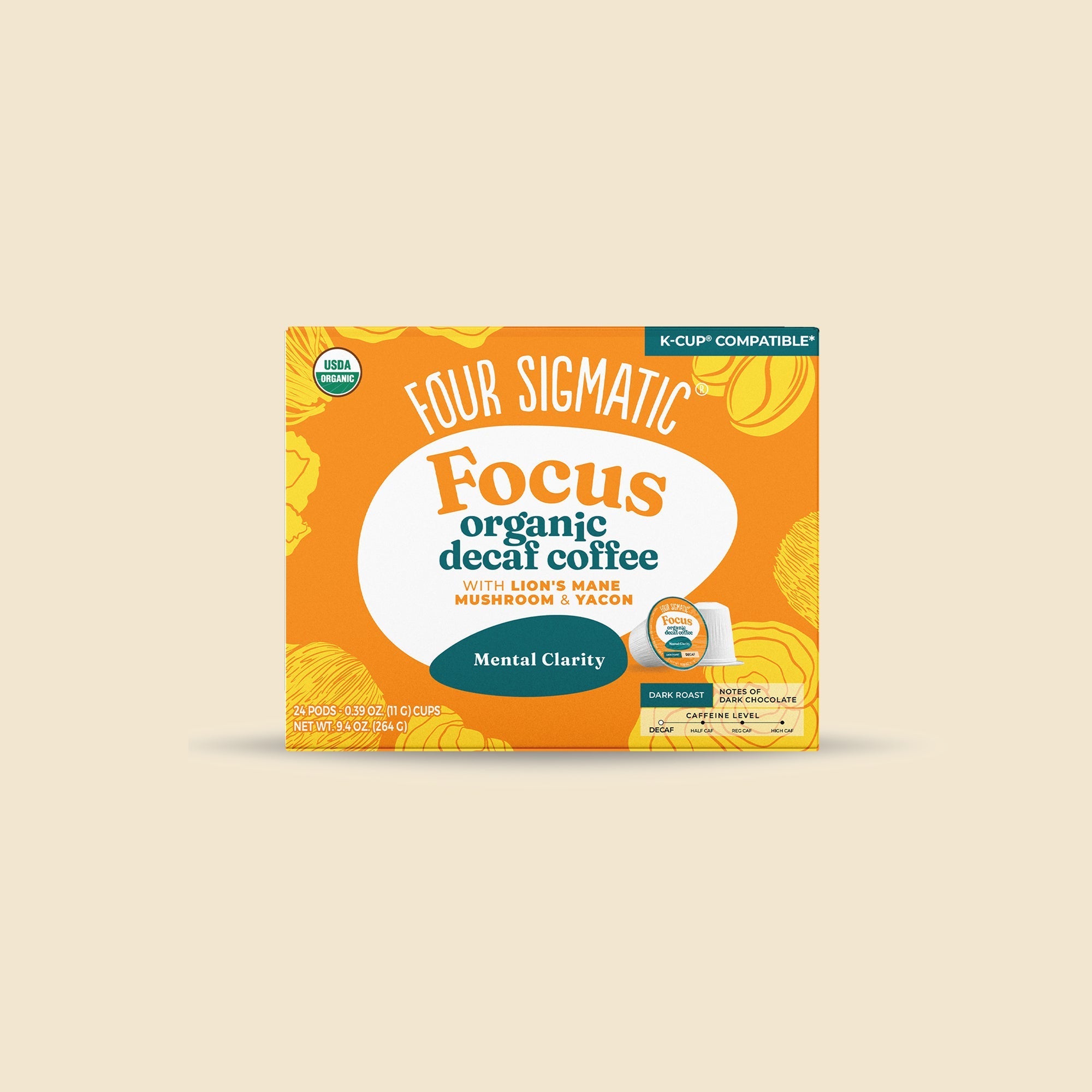 US Four Sigmatic Focus Decaf Coffee Pods (24ct)