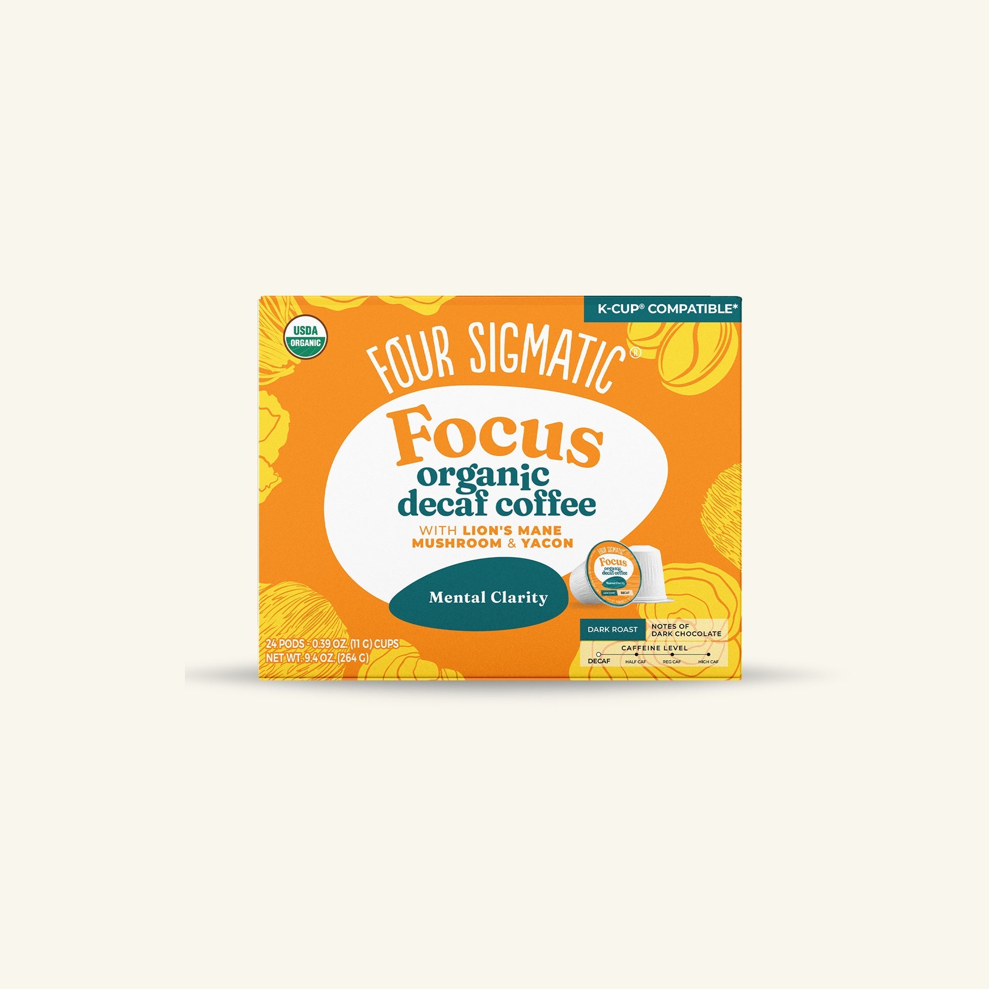 US Four Sigmatic Focus Decaf Coffee Pods (24ct)
