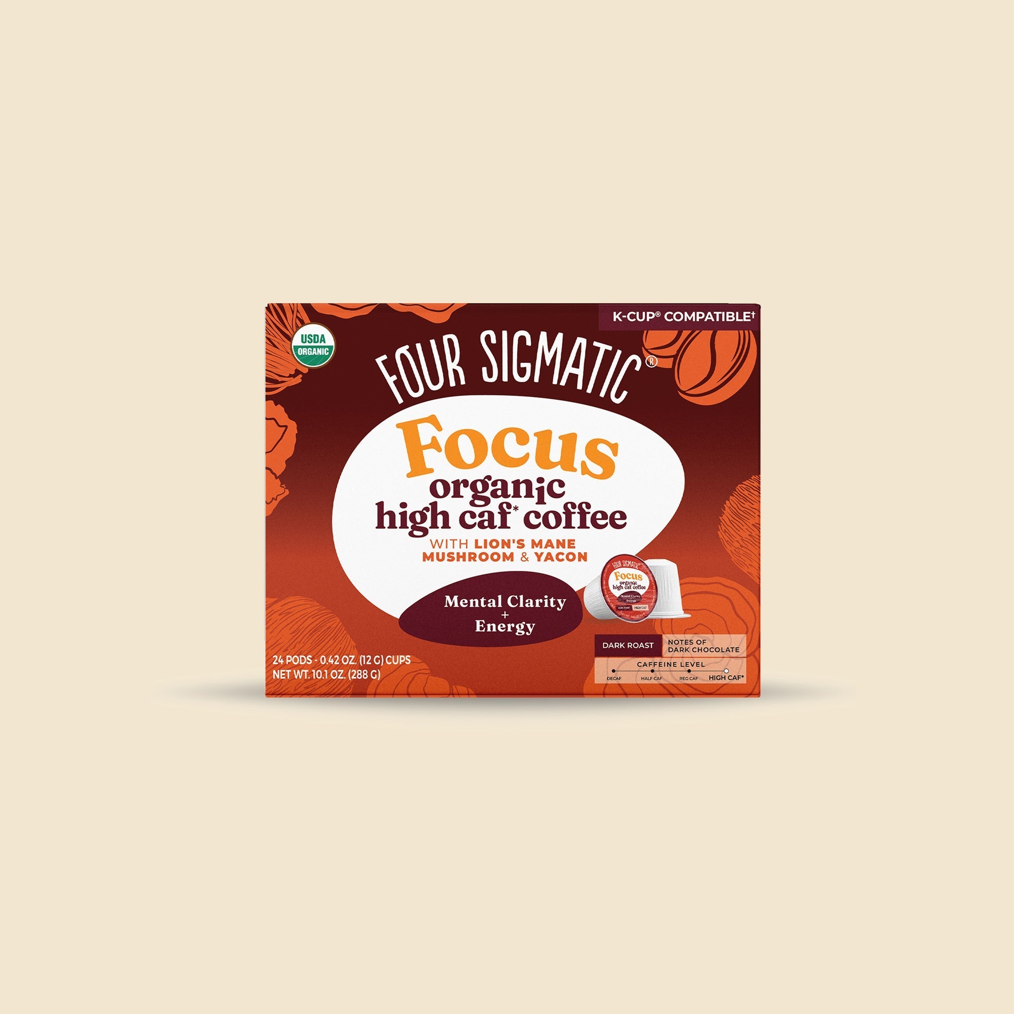 US Four Sigmatic Focus High Caf Coffee Pods (24ct)