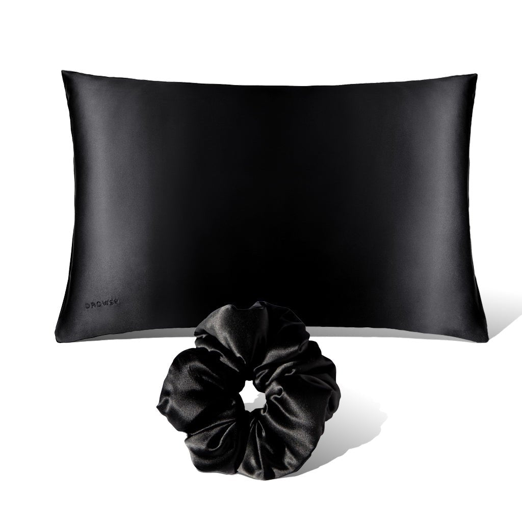 USA - DrowsyB2B Pillowcase + Scrunchie - Black Jade