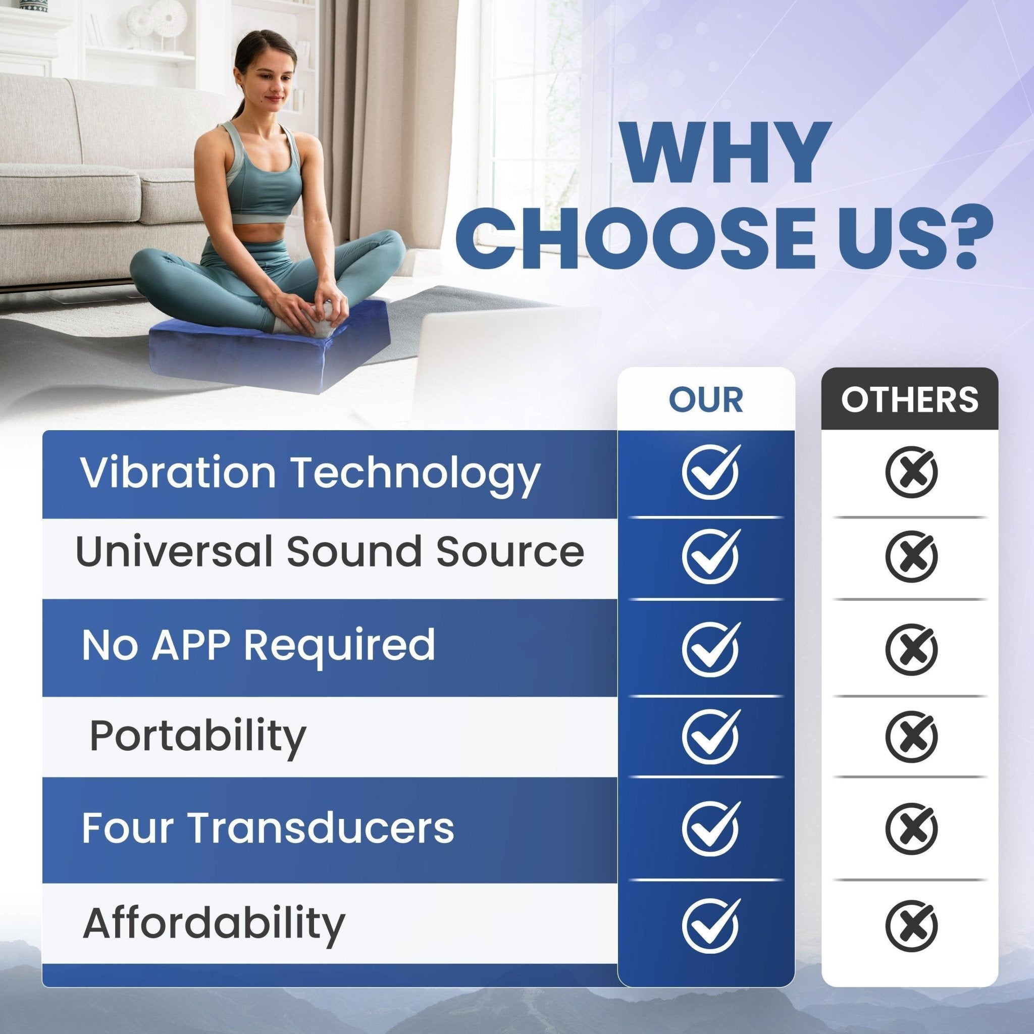 Vibroacoustic Solutions Vibroacoustic Therapy Zafu Meditation Cushion with custom amplifier